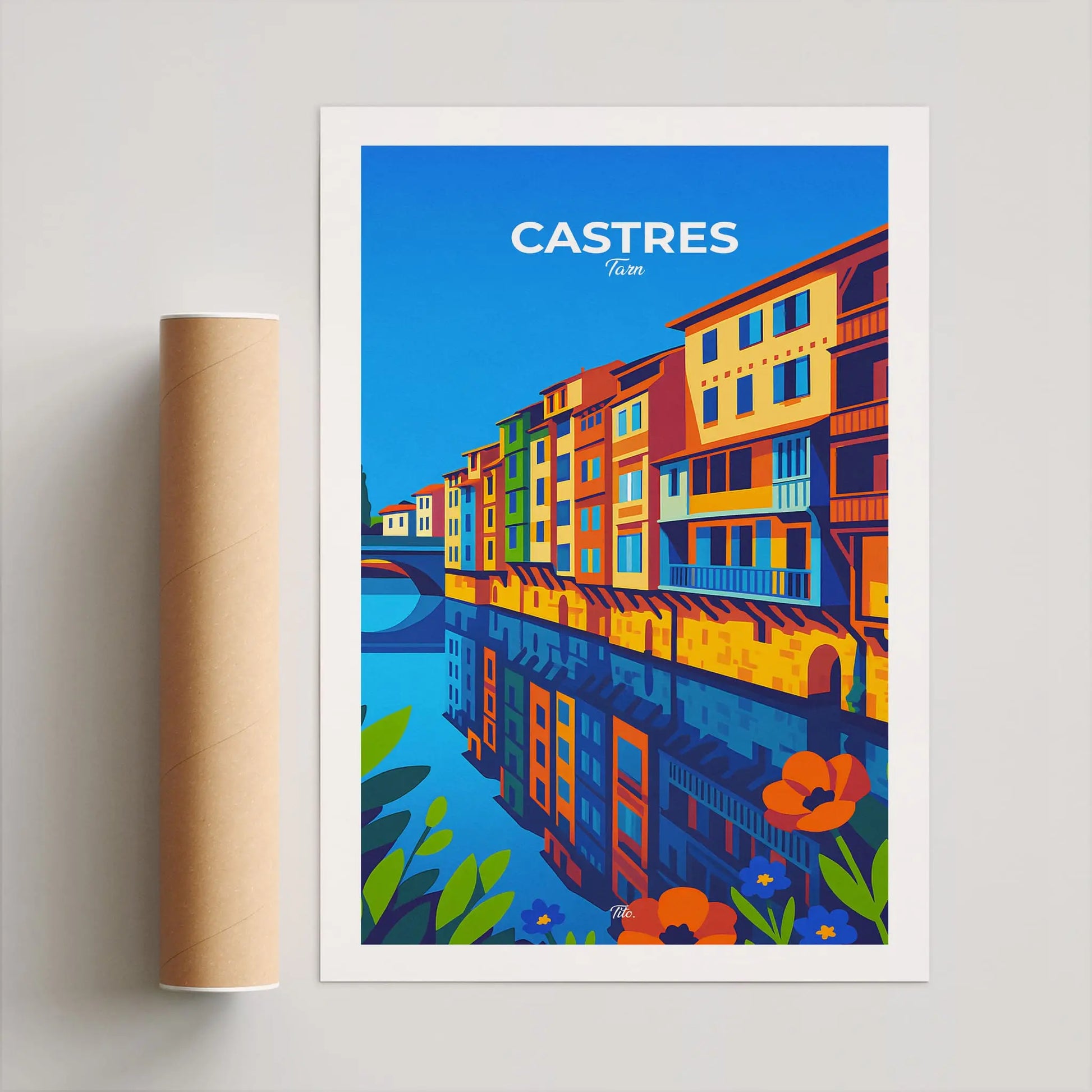 Affiche Castres - Poster vintage, impression artistique murale
