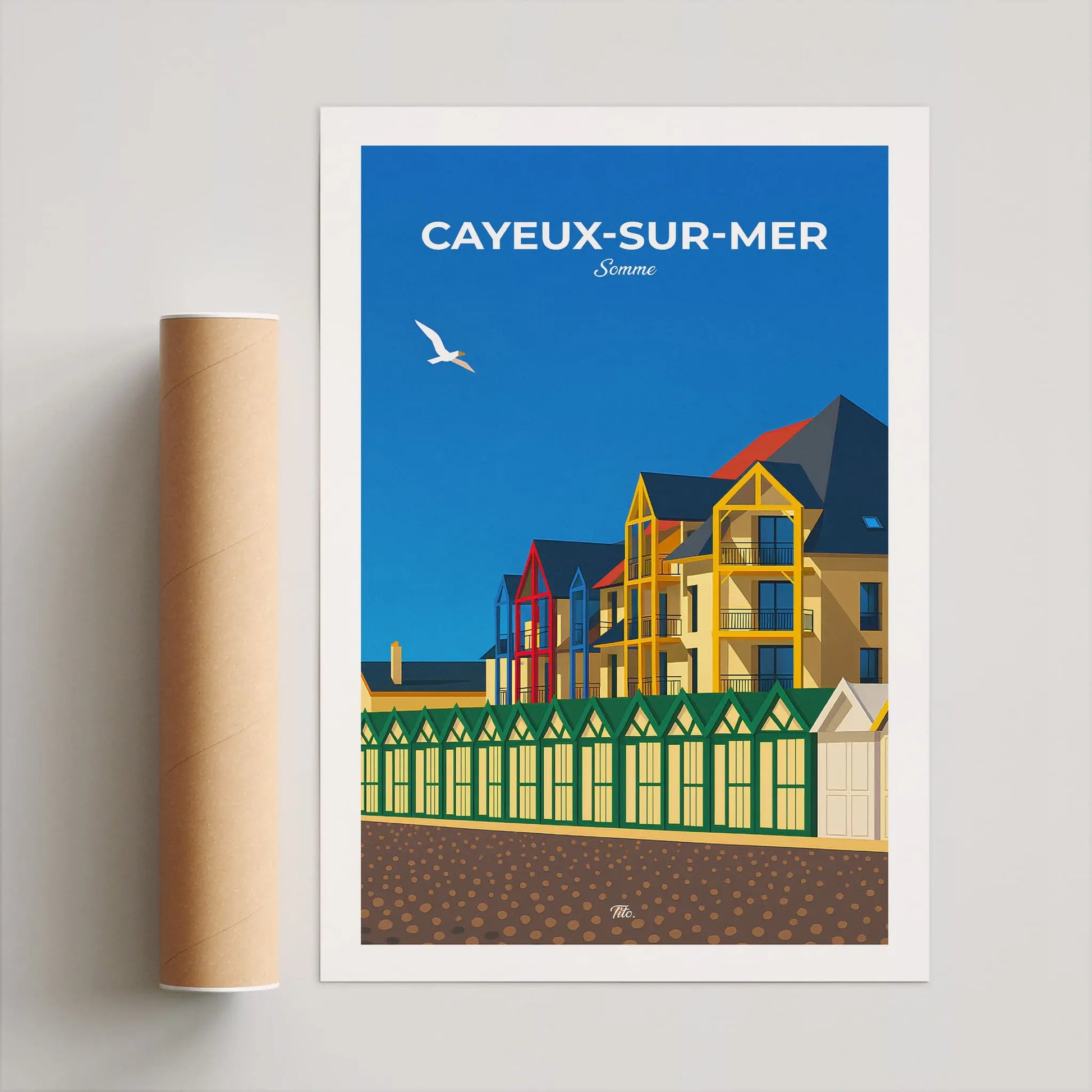 Affiche Cayeux-sur-Mer - Poster vintage, impression artistique murale