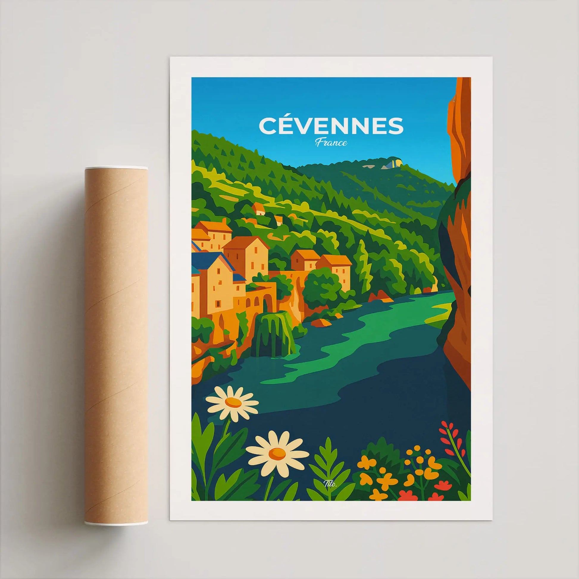 Affiche Cévennes - Poster vintage, impression artistique murale