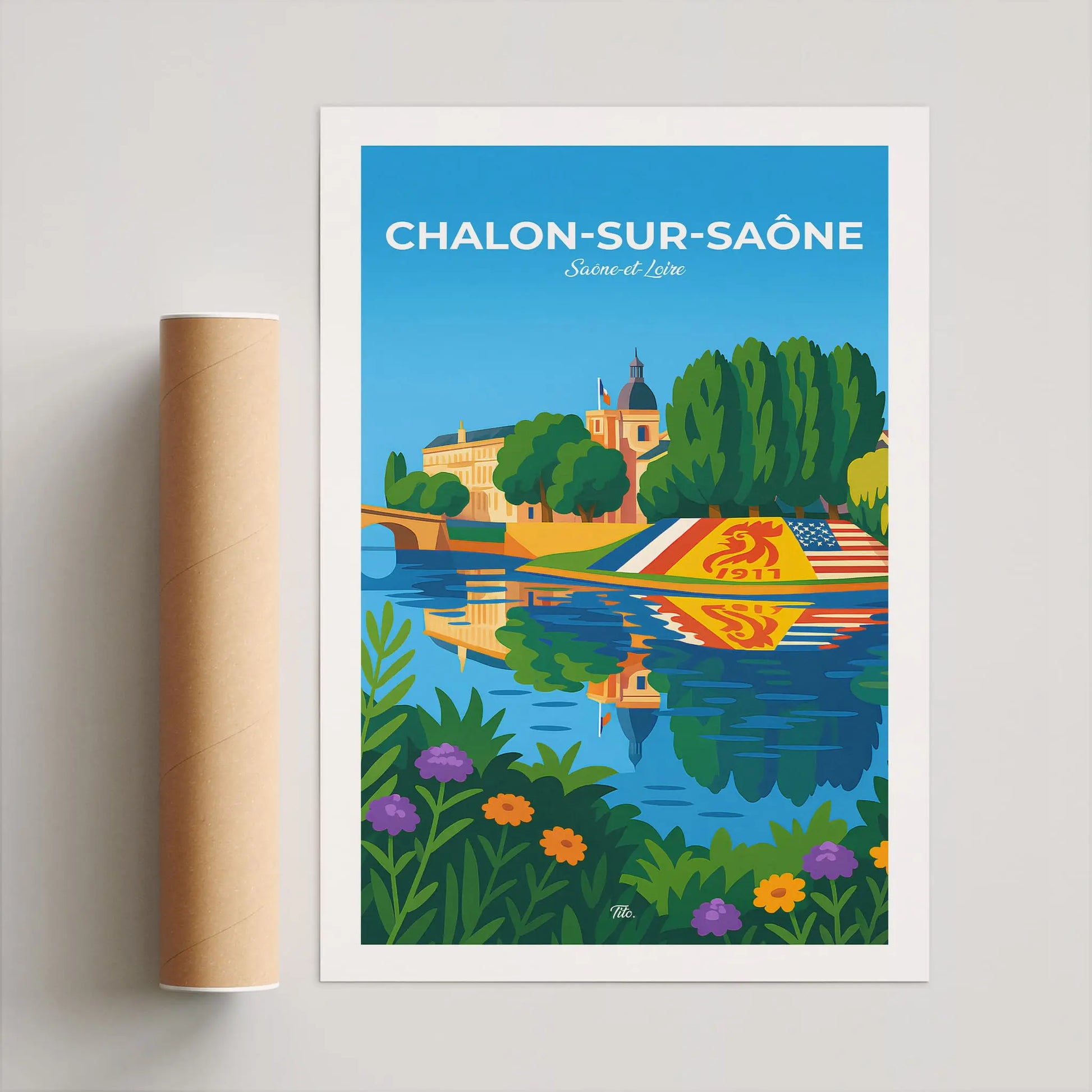 Affiche Chalon-sur-Saône - Poster vintage, impression artistique murale