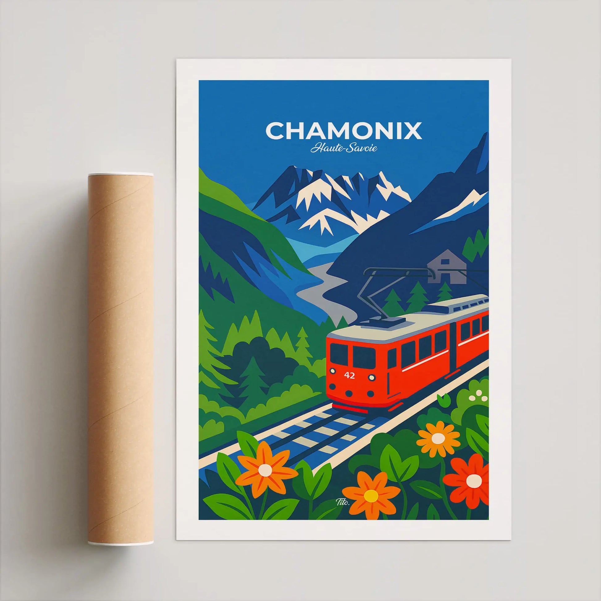 Affiche Chamonix - Poster vintage, impression artistique murale