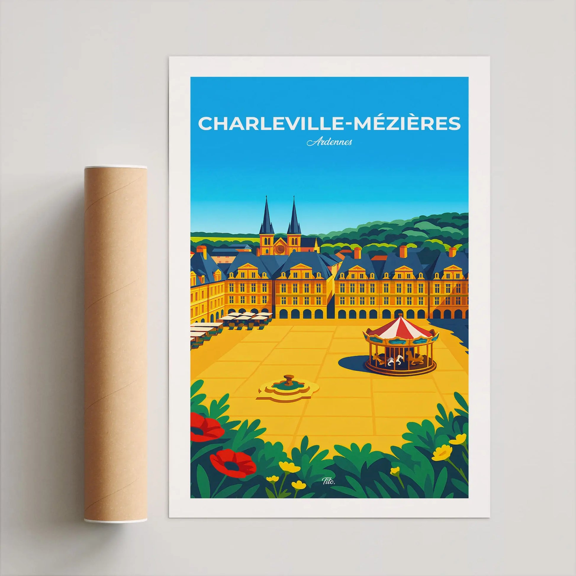 Affiche Charleville-Mézières - Poster vintage, impression artistique murale