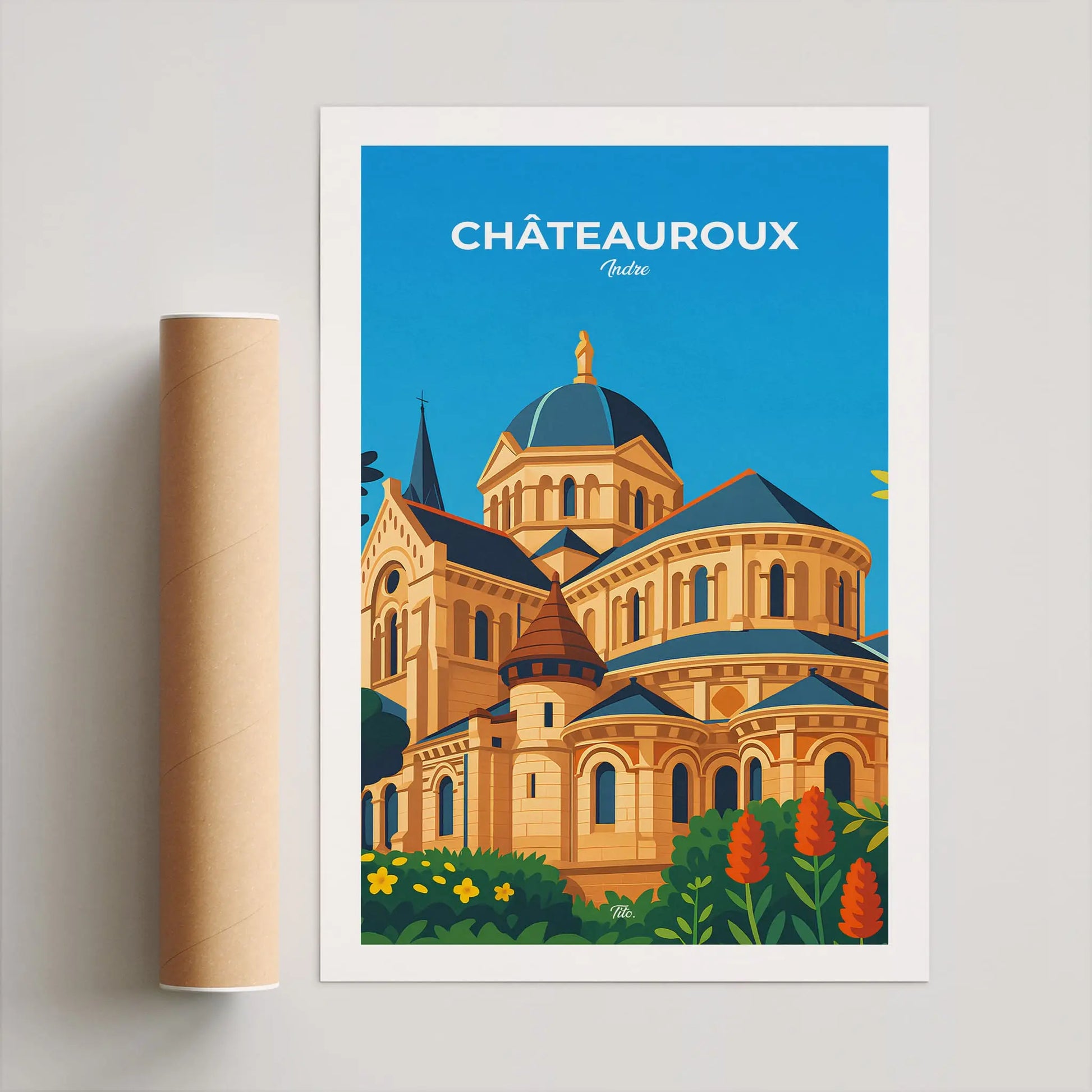 Affiche Châteauroux - Poster vintage, impression artistique murale