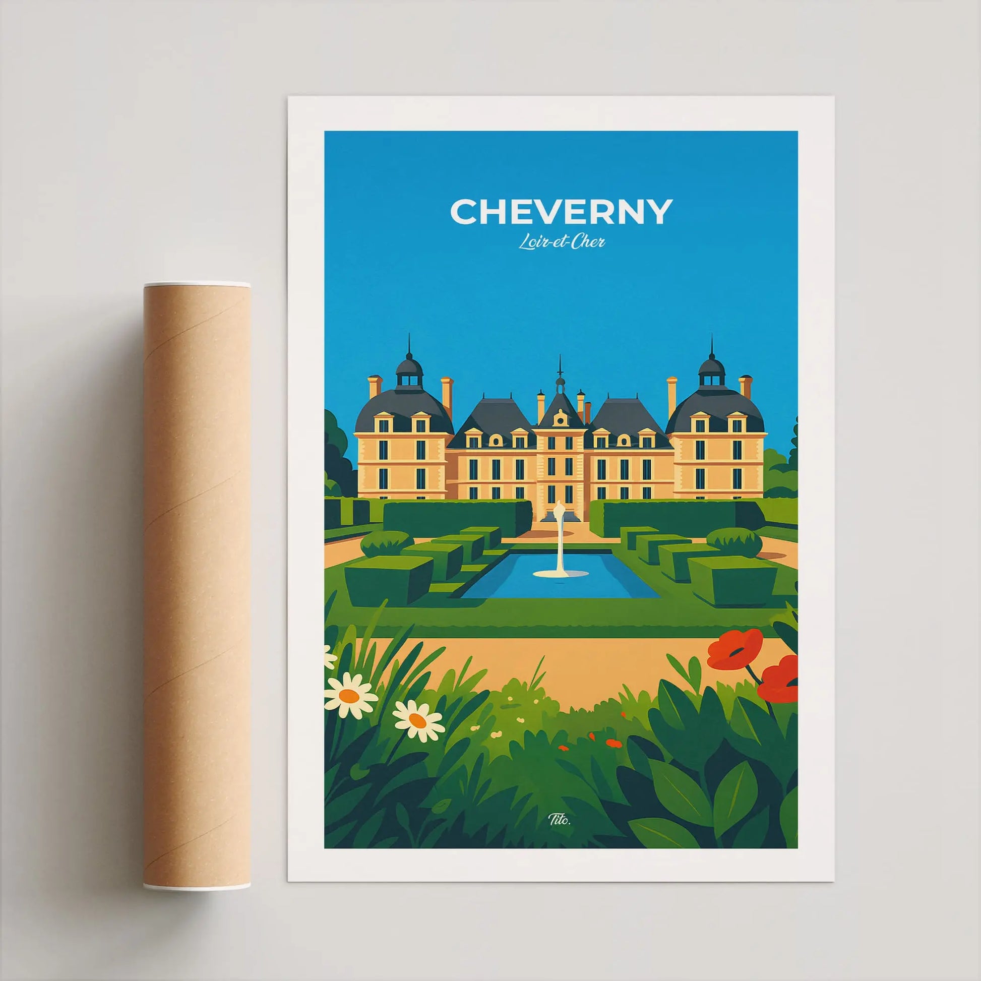 Affiche Cheverny - Poster vintage, impression artistique murale
