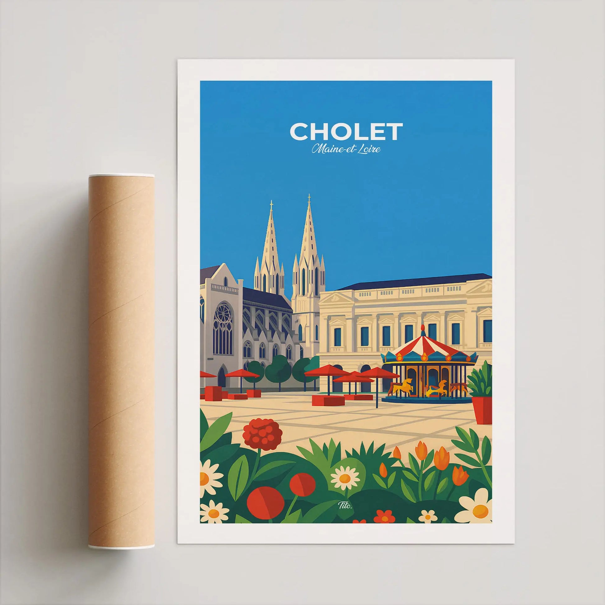 Affiche Cholet - Poster vintage, impression artistique murale