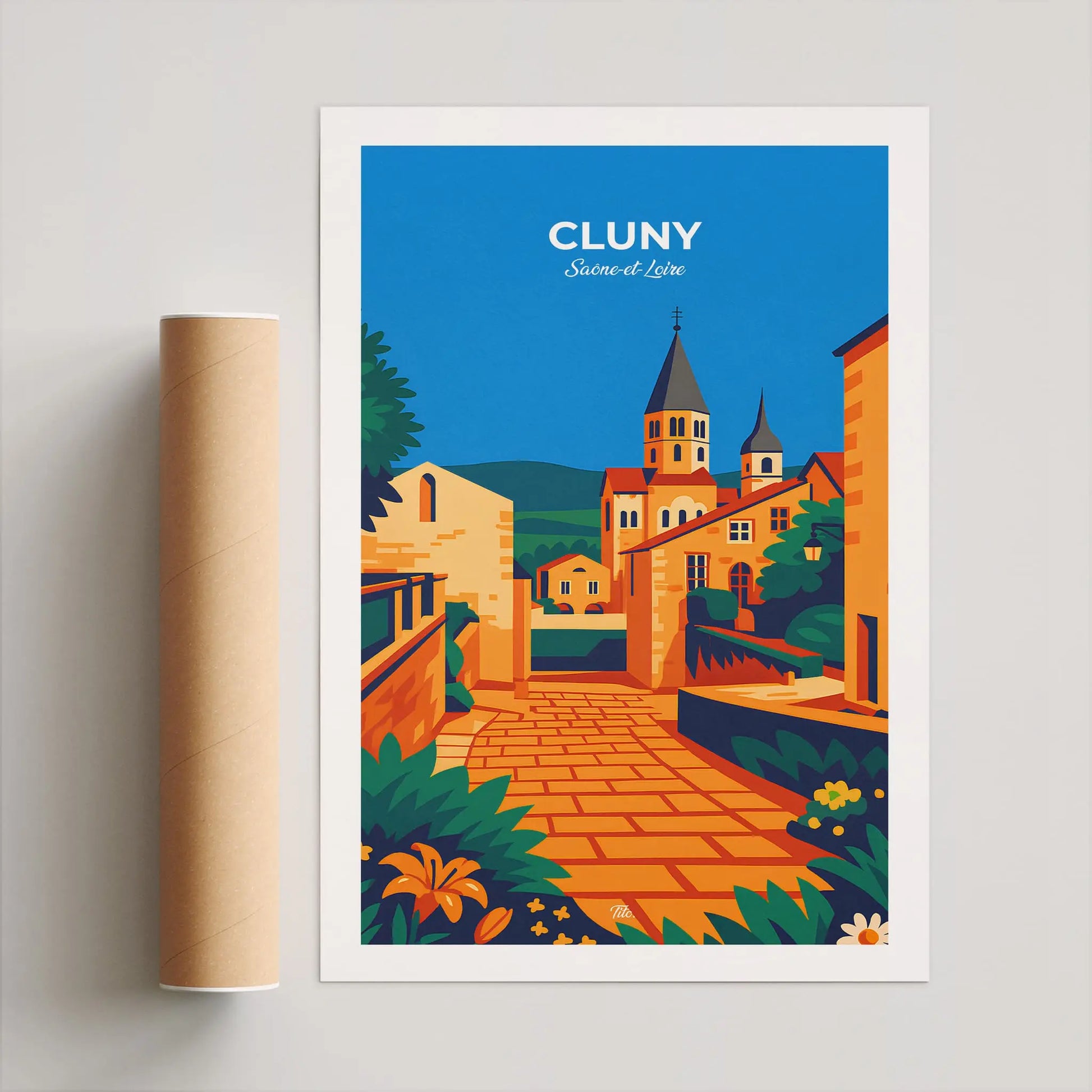 Affiche Cluny - Poster vintage, impression artistique murale