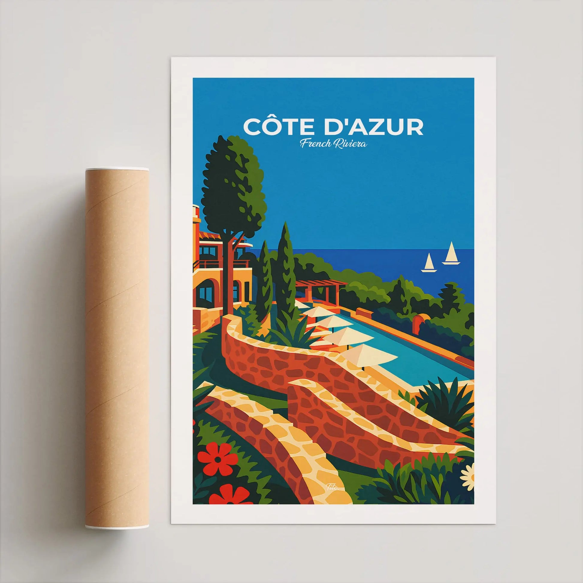 Affiche Côte d’Azur - Poster vintage, impression artistique murale