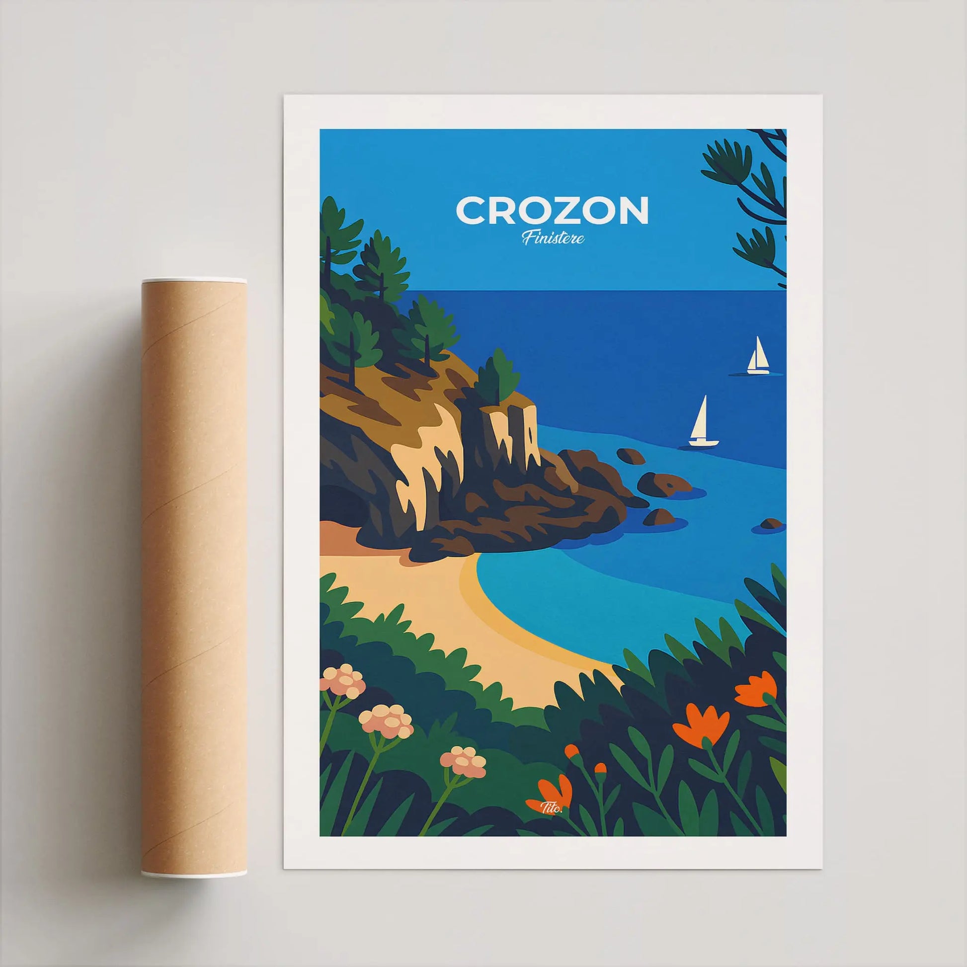Affiche Crozon - Poster vintage, impression artistique murale