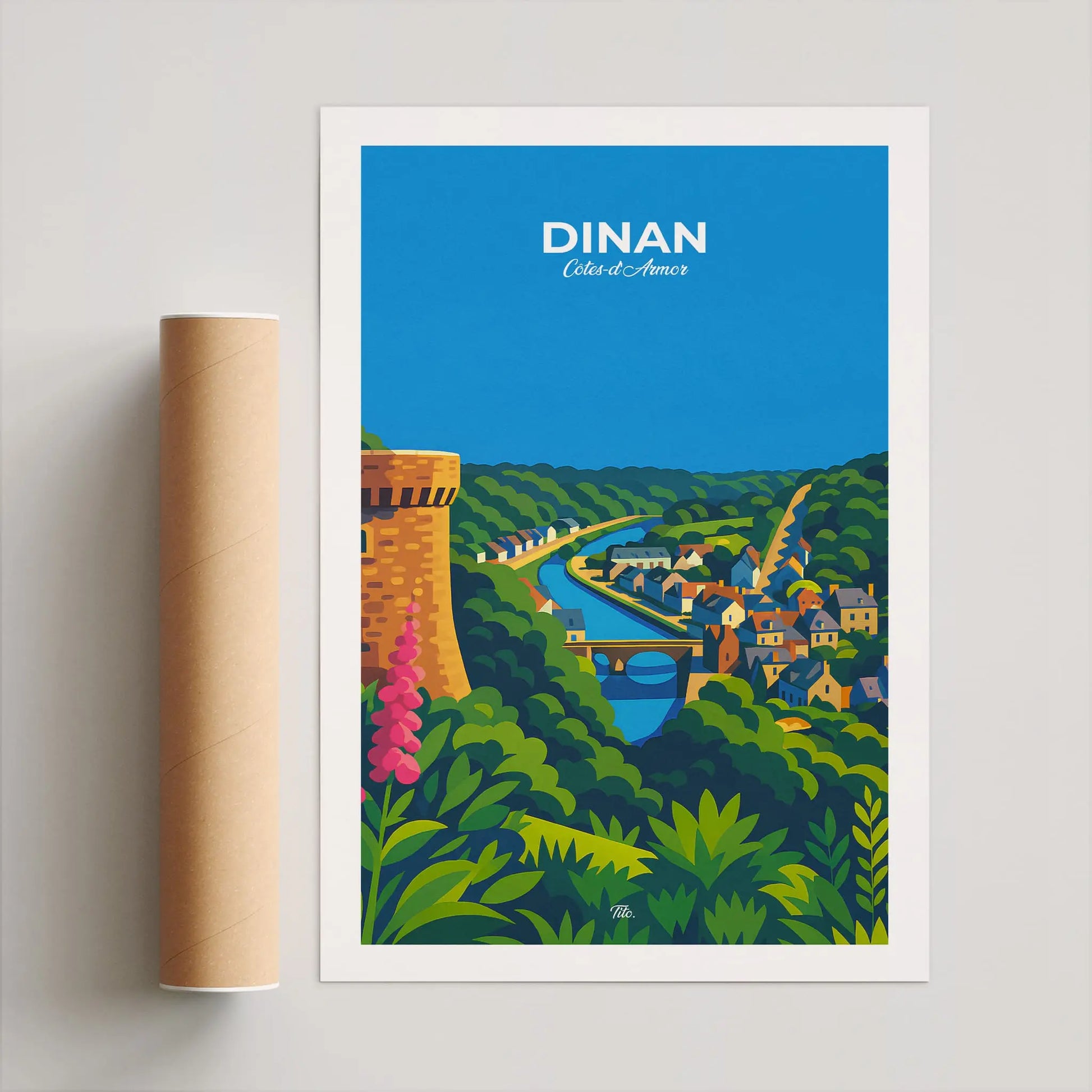 Affiche Dinan - Poster vintage, impression artistique murale