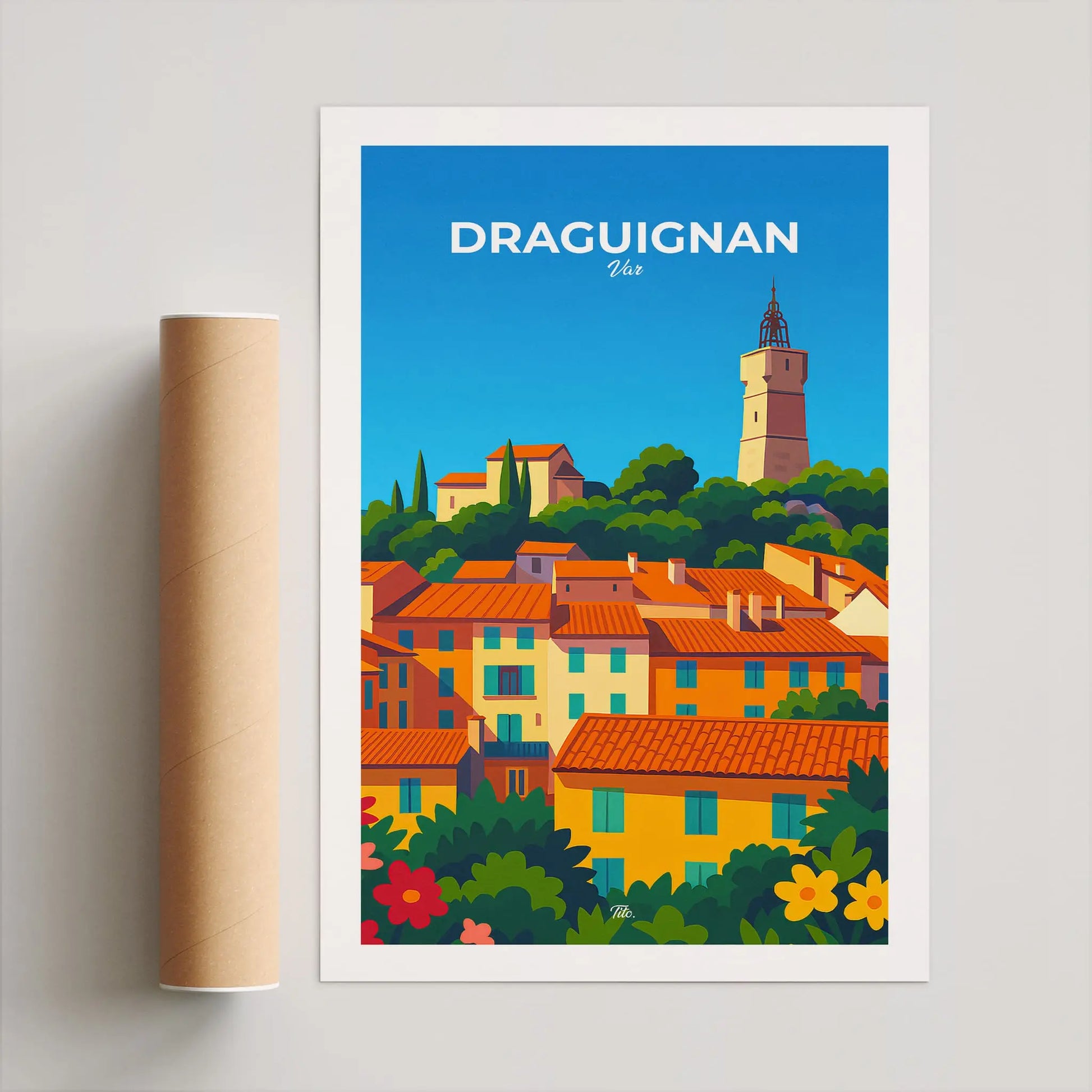 Affiche Draguignan - Poster vintage, impression artistique murale
