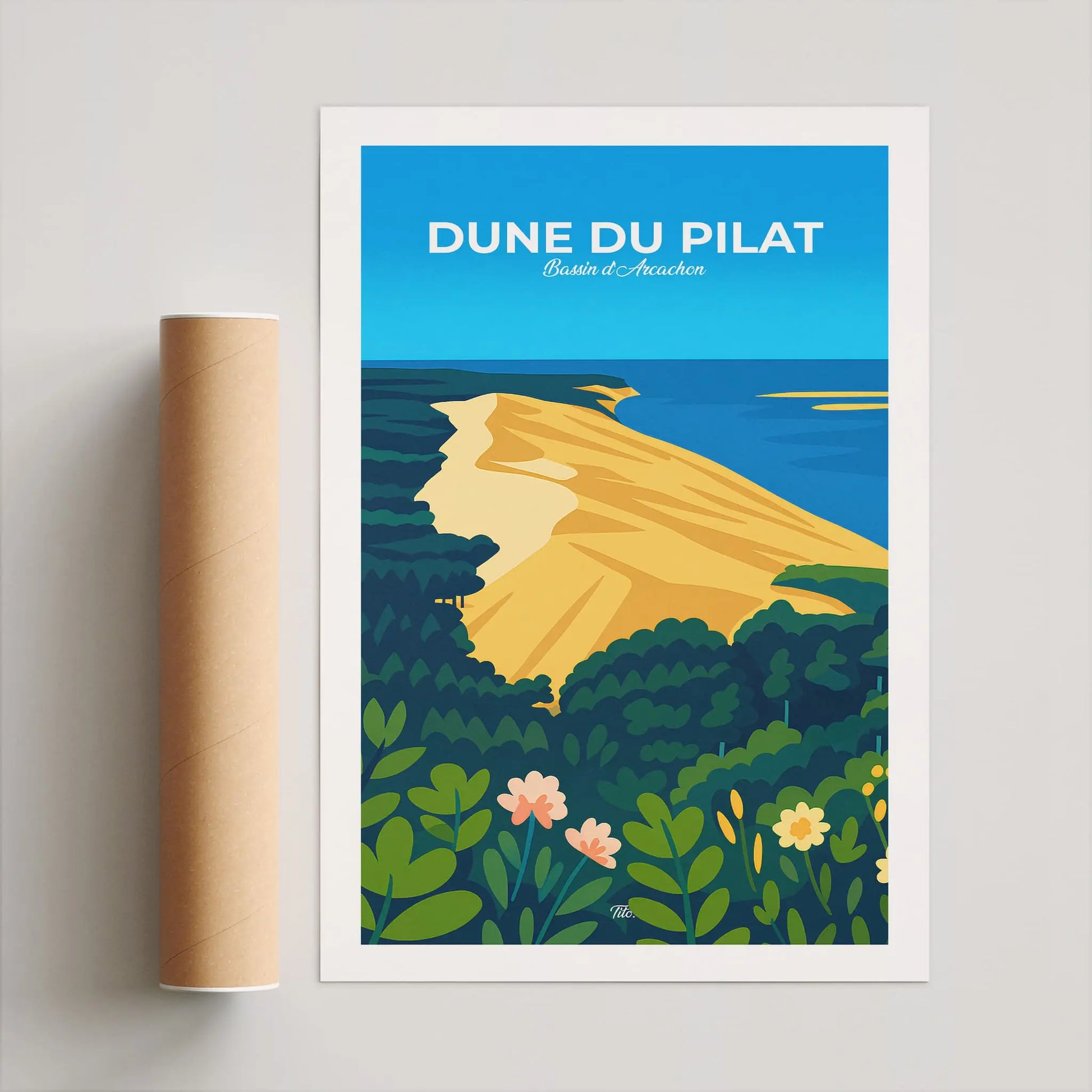 Affiche Dune du Pilat - Poster vintage, impression artistique murale