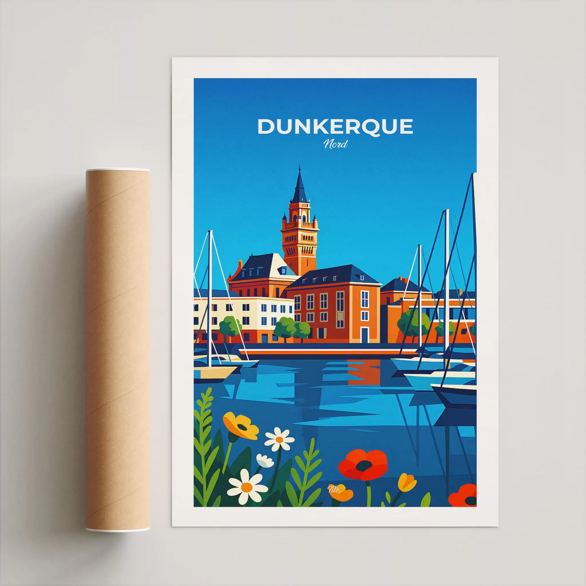 Affiche Dunkerque - Poster vintage, impression artistique murale