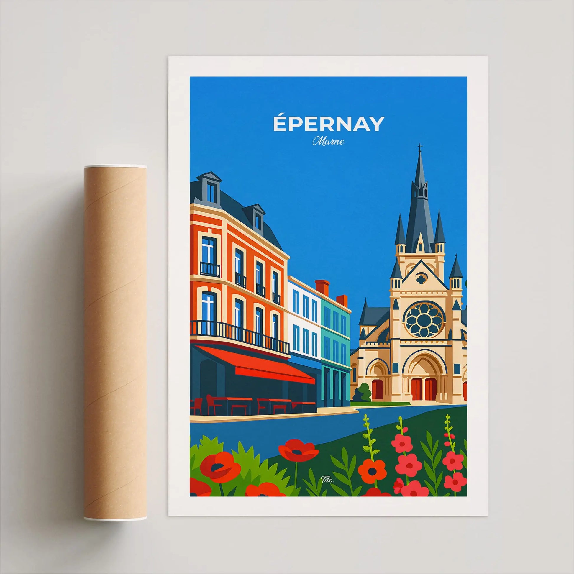 Affiche Épernay - Poster vintage, impression artistique murale