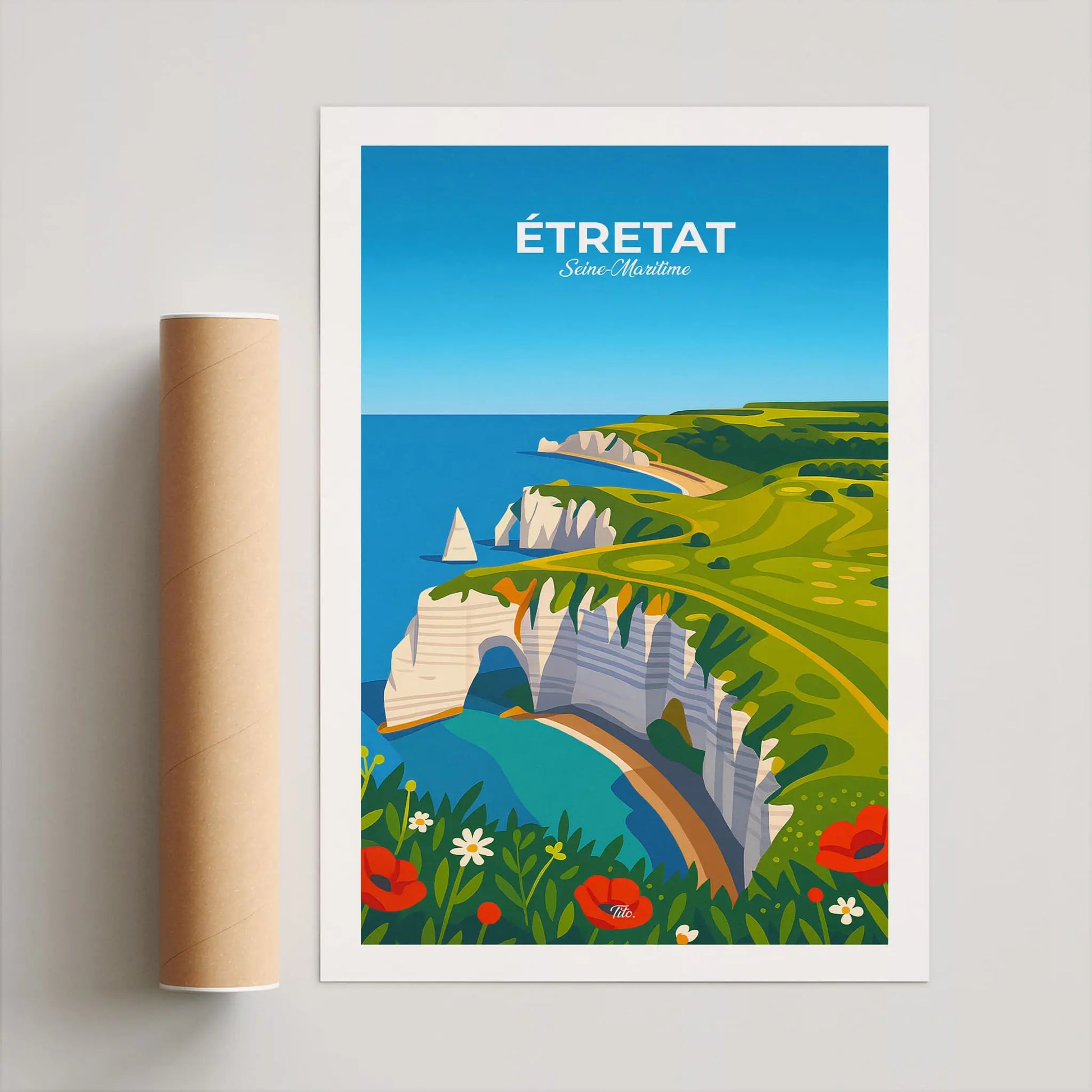 Affiche Étretat - Poster vintage, impression artistique murale