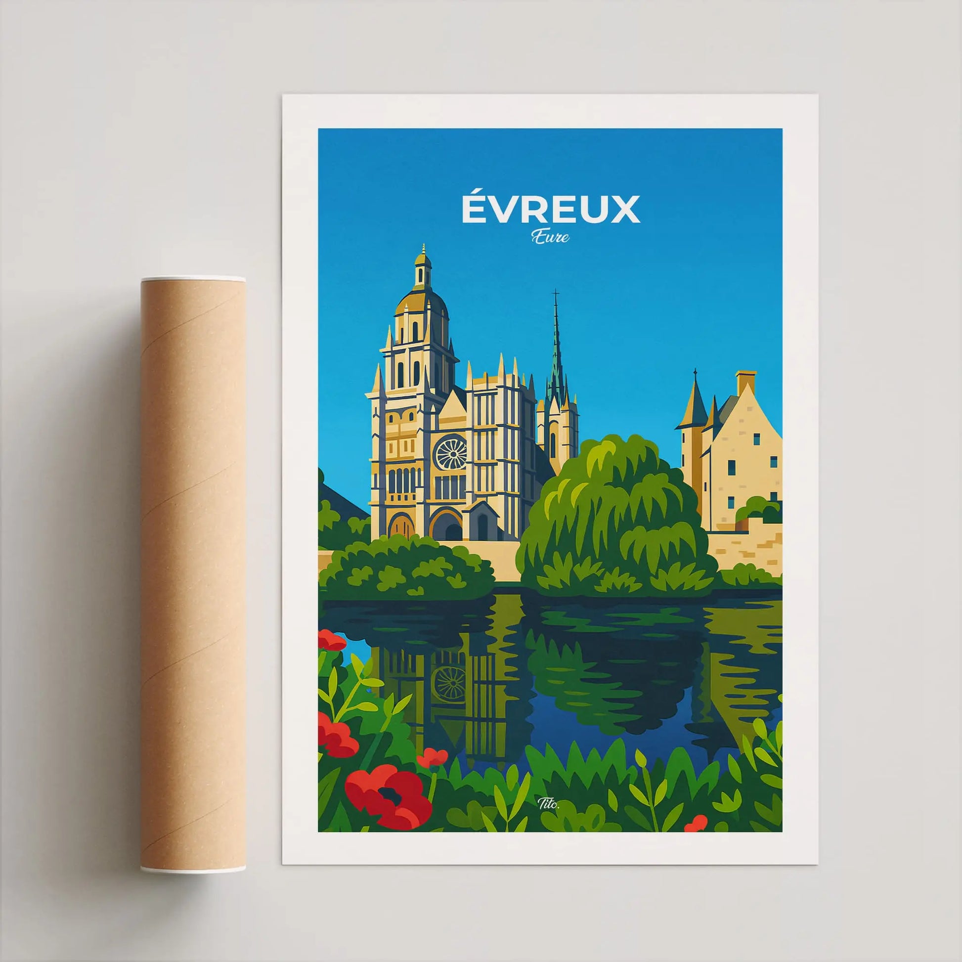 Affiche Évreux - Poster vintage, impression artistique murale