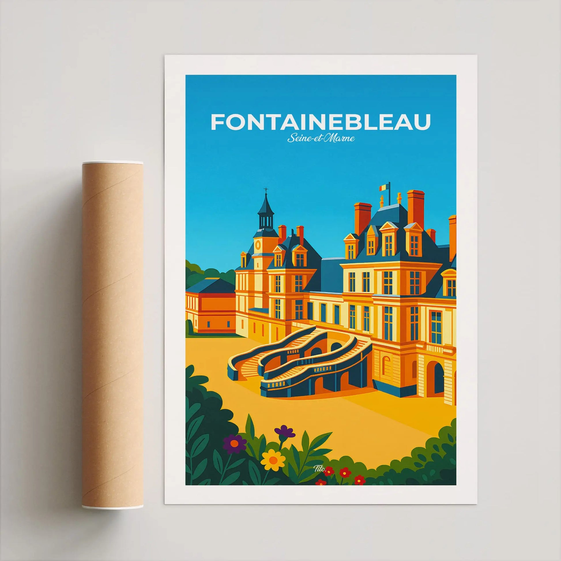 Affiche Fontainebleau - Poster vintage, impression artistique murale