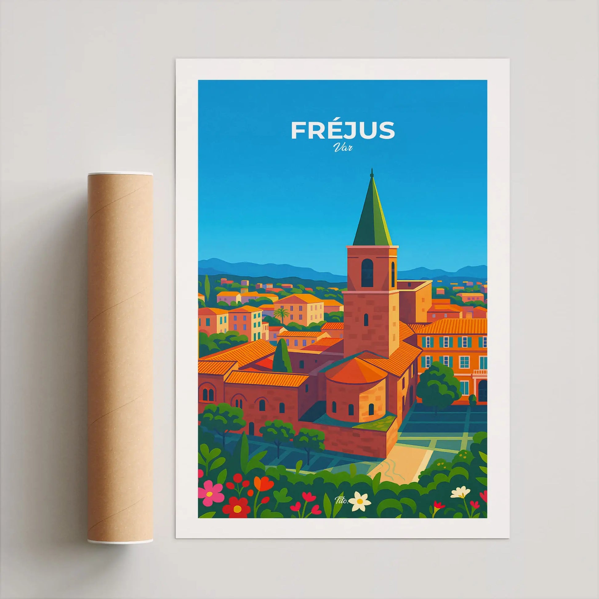 Affiche Fréjus - Poster vintage, impression artistique murale