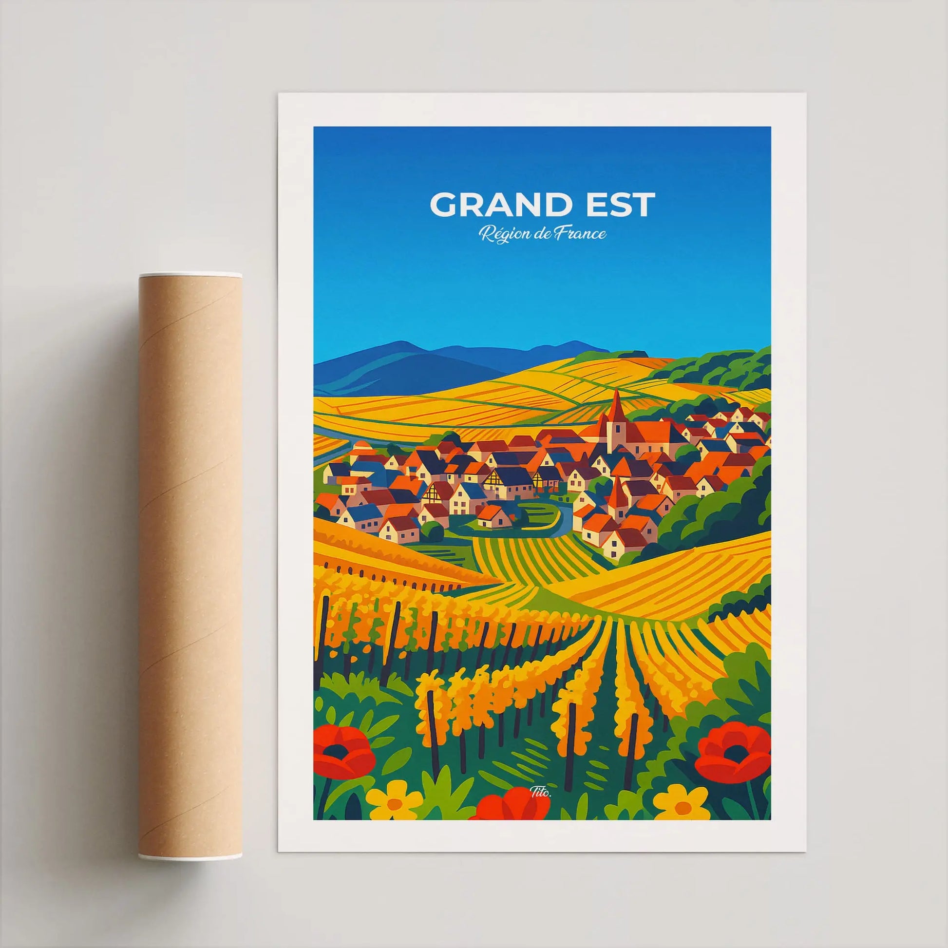 Affiche Grand Est - Poster vintage, impression artistique murale