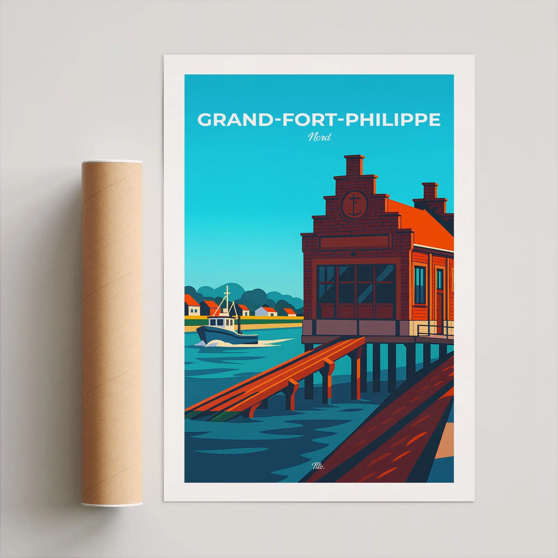 Affiche Grand-Fort-Philippe - Poster vintage, impression artistique murale