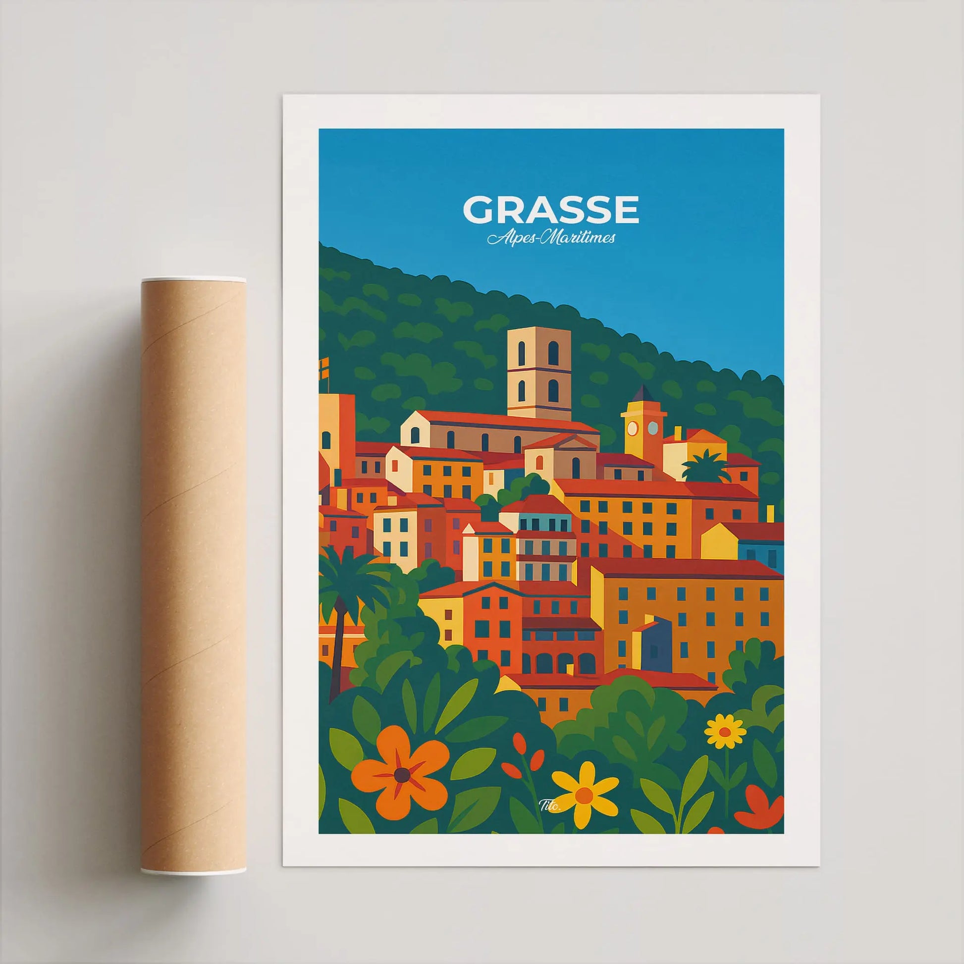 Affiche Grasse - Poster vintage, impression artistique murale
