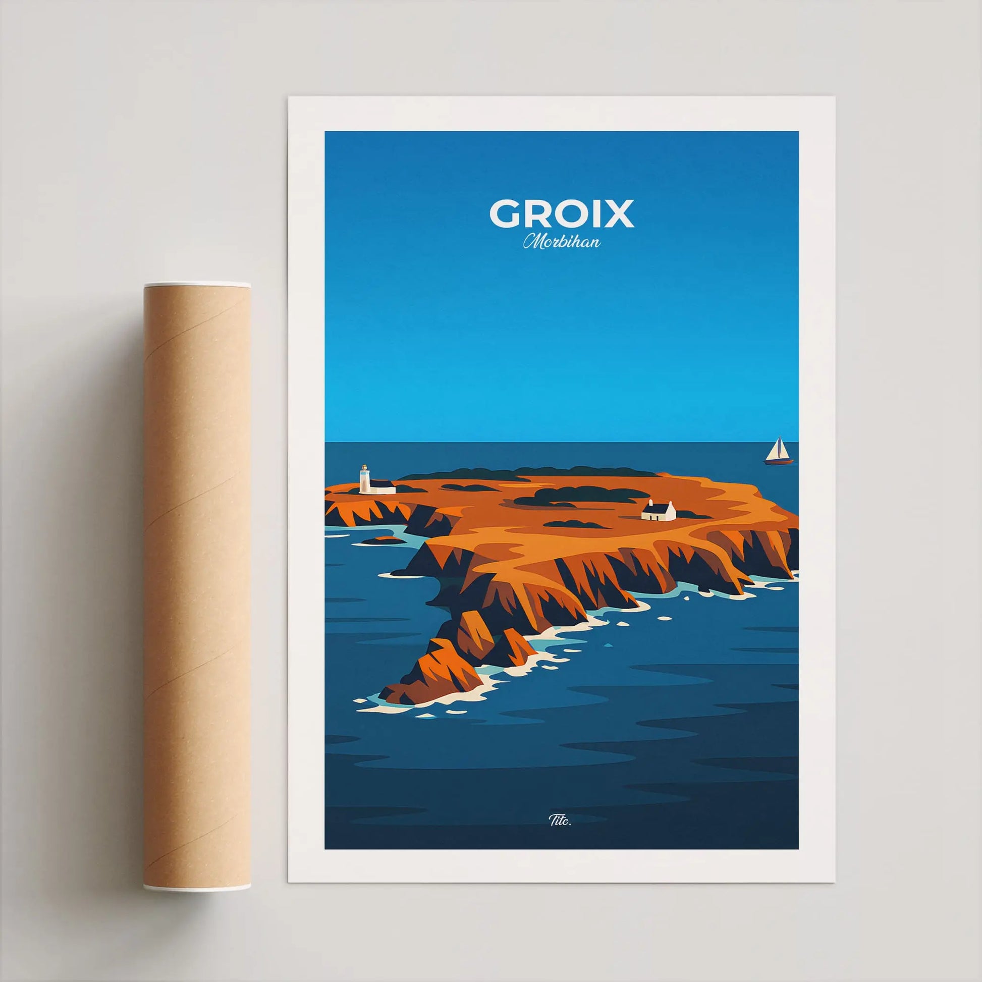 Affiche Groix - Poster vintage, impression artistique murale