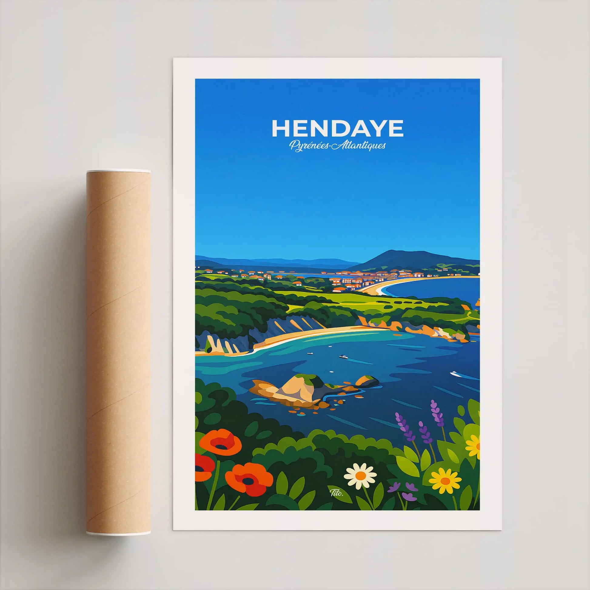 Affiche Hendaye - Poster vintage, impression artistique murale