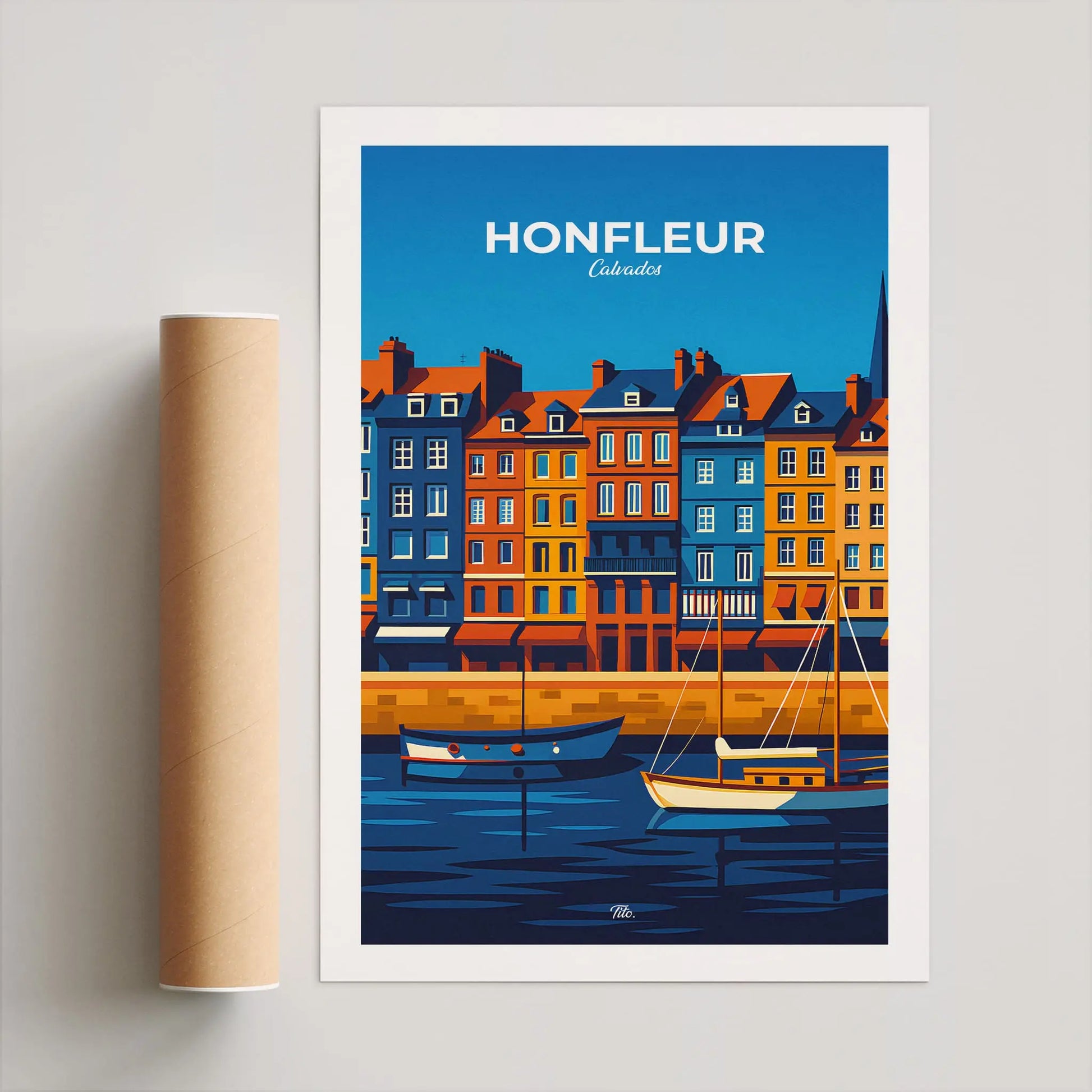 Affiche Honfleur - Poster vintage, impression artistique murale