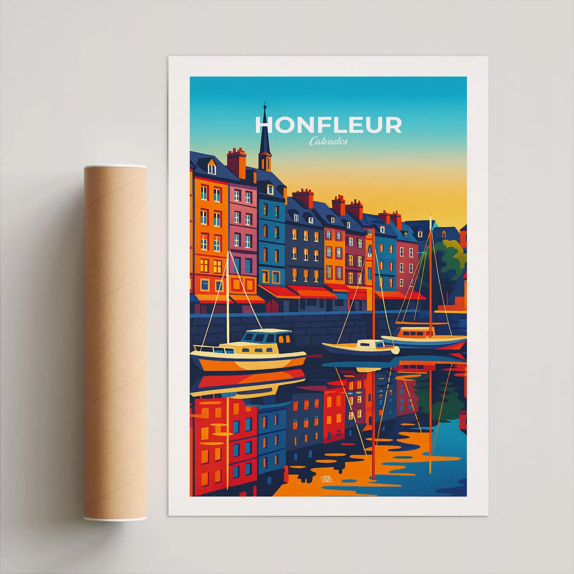 Affiche Honfleur - Poster vintage, impression artistique murale