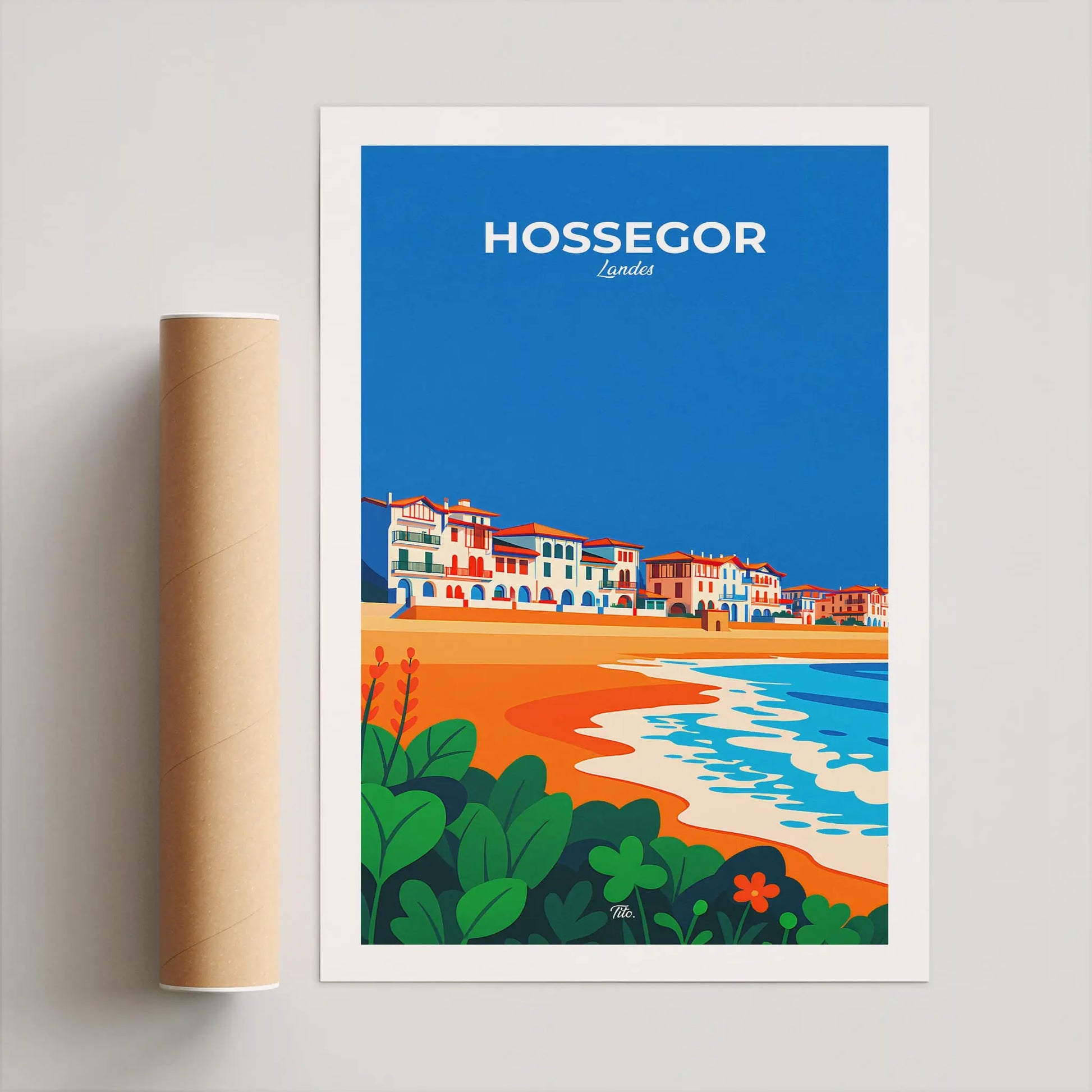 Affiche Hossegor - Poster vintage, impression artistique murale