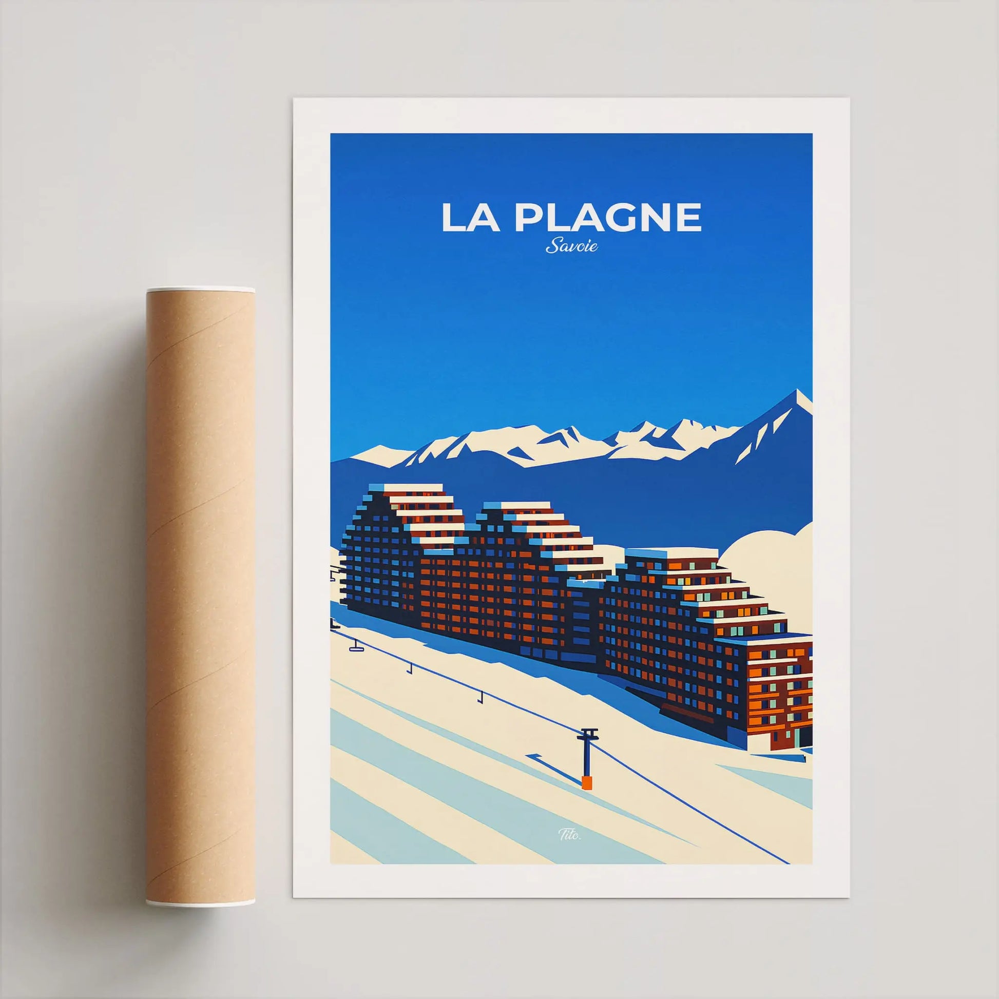 Affiche La Plagne - Poster vintage, impression artistique murale