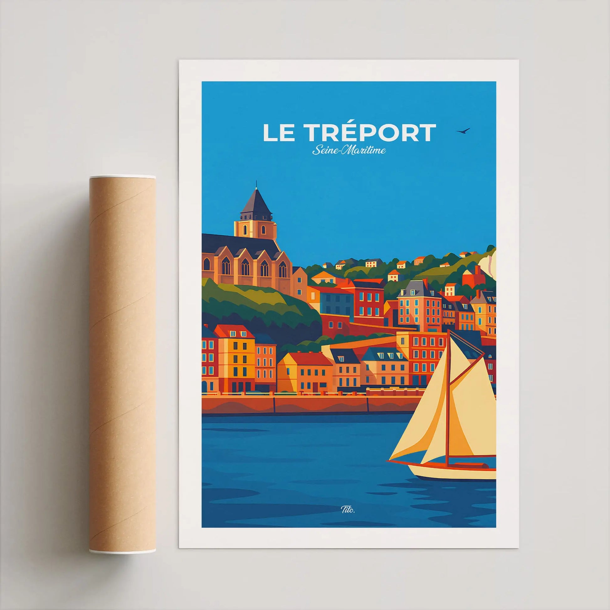 Affiche Le Tréport - Poster vintage, impression artistique murale