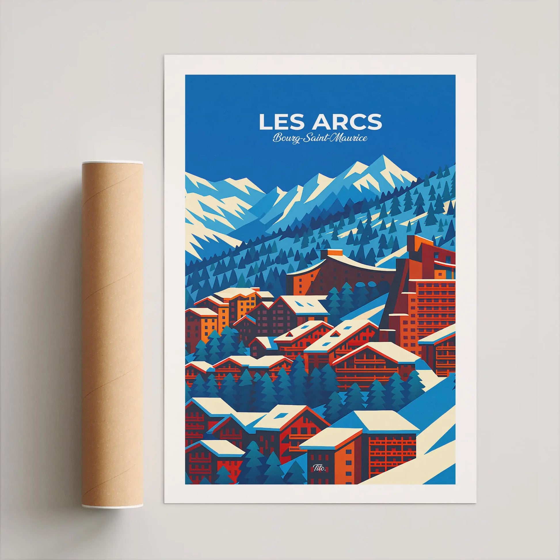 Affiche Les Arcs - Poster vintage, impression artistique murale
