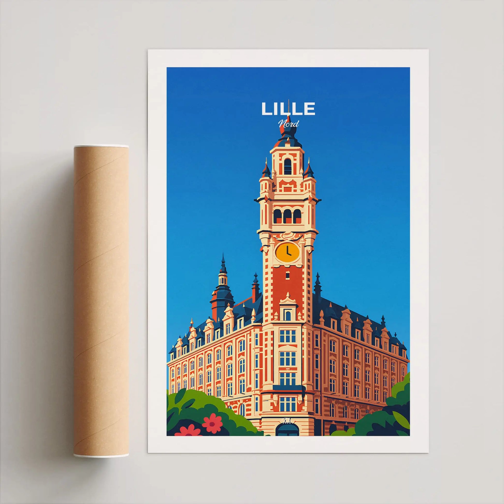 Affiche Lille - Poster vintage, impression artistique murale