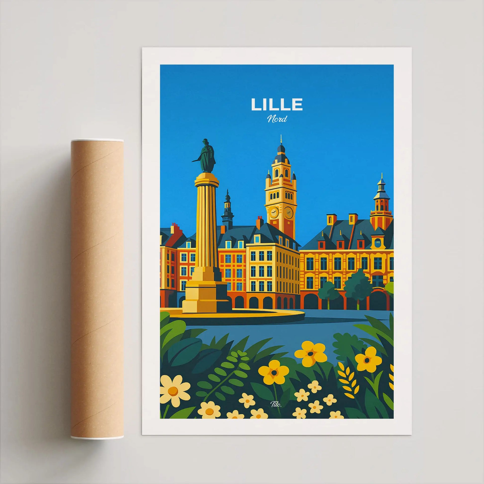 Affiche Lille - Poster vintage, impression artistique murale