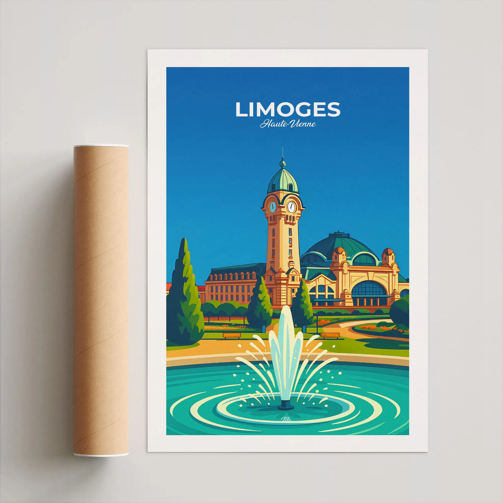 Affiche Limoges - Poster vintage, impression artistique murale