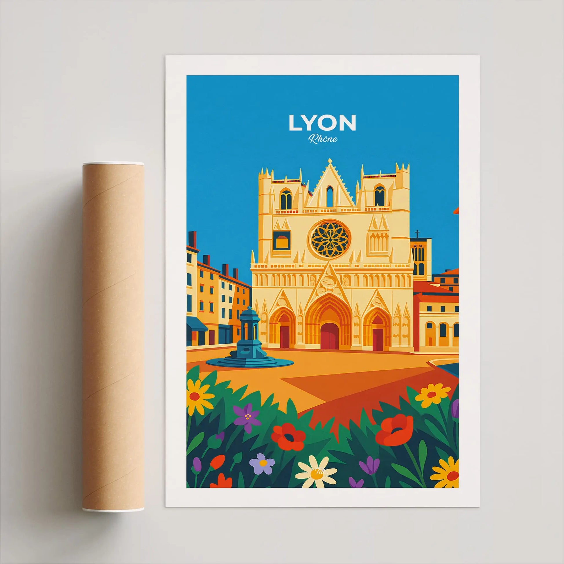 Affiche Lyon - Poster vintage, impression artistique murale