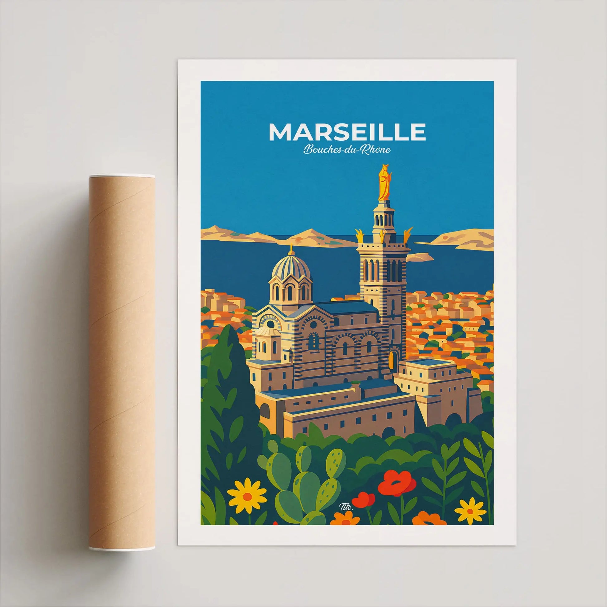 Affiche Marseille - Poster vintage, impression artistique murale