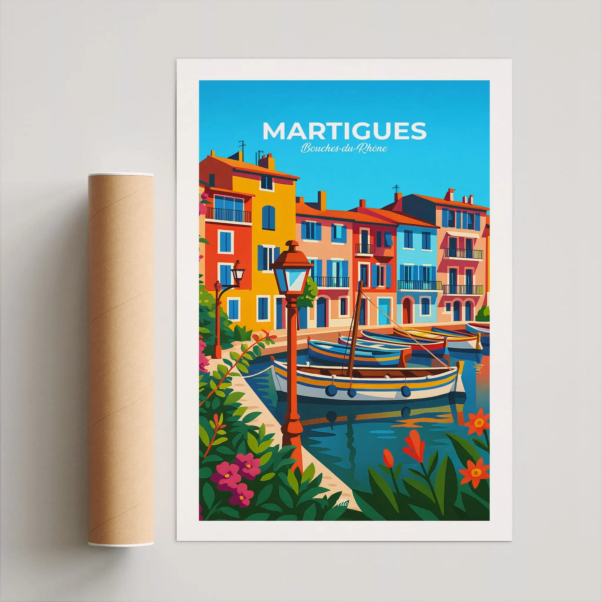 Affiche Martigues - Poster vintage, impression artistique murale