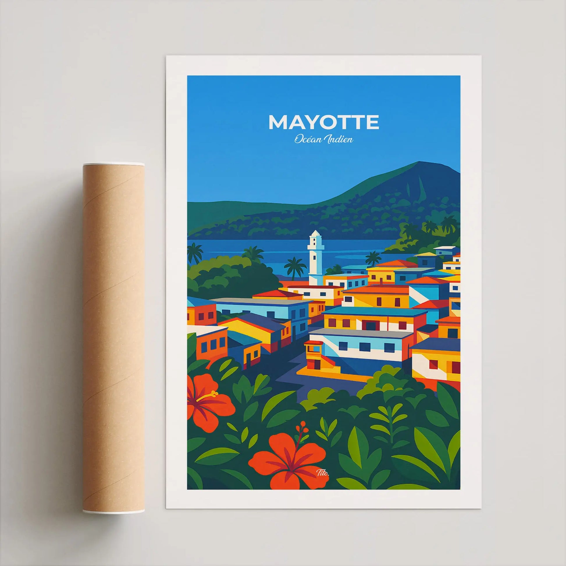Affiche Mayotte - Poster vintage, impression artistique murale