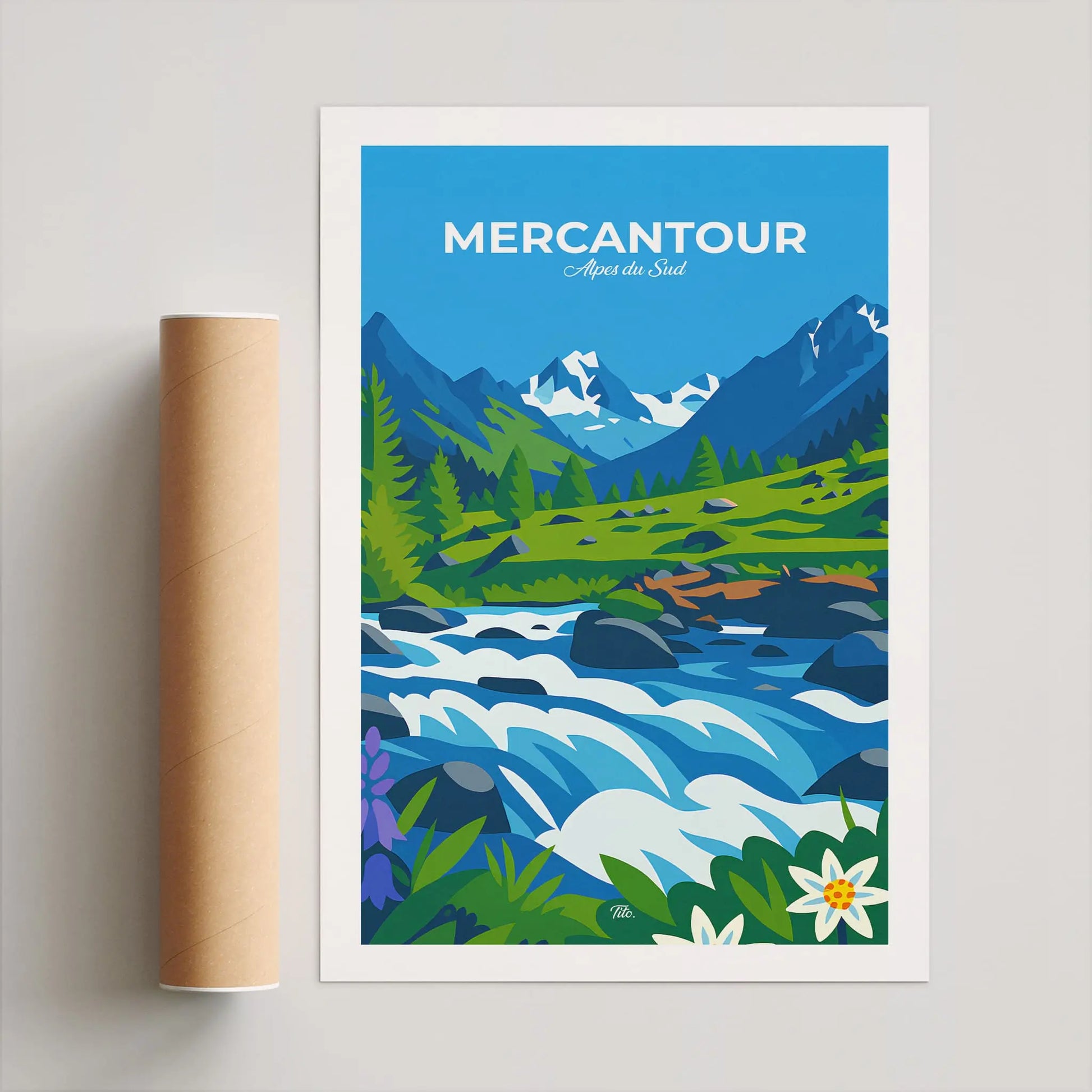 Affiche Mercantour - Poster vintage, impression artistique murale
