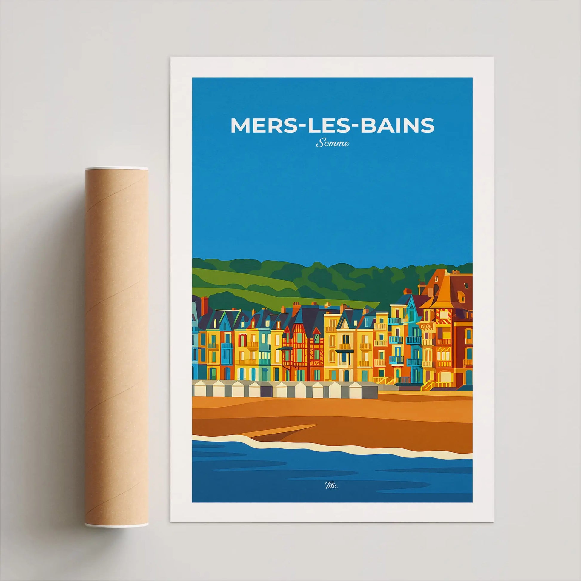 Affiche Mers-les-Bains - Poster vintage, impression artistique murale