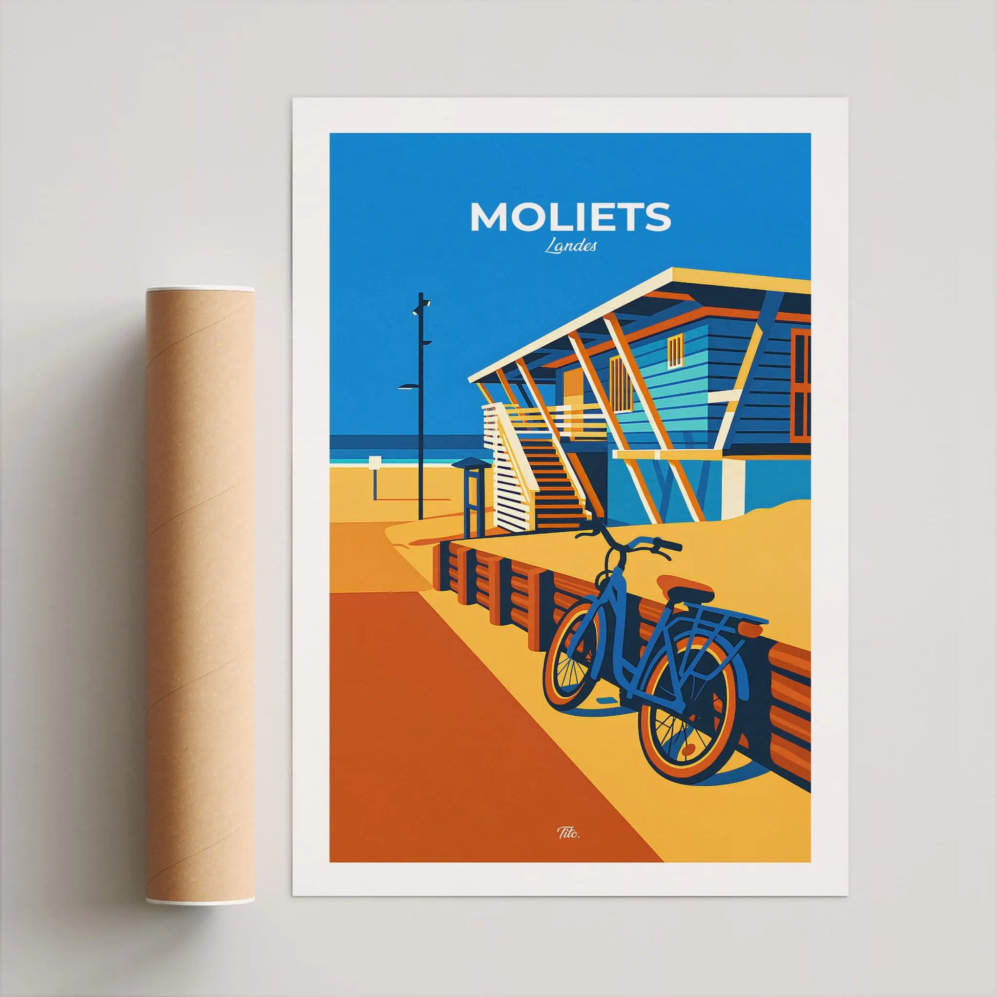 Affiche Moliets - Poster vintage, impression artistique murale