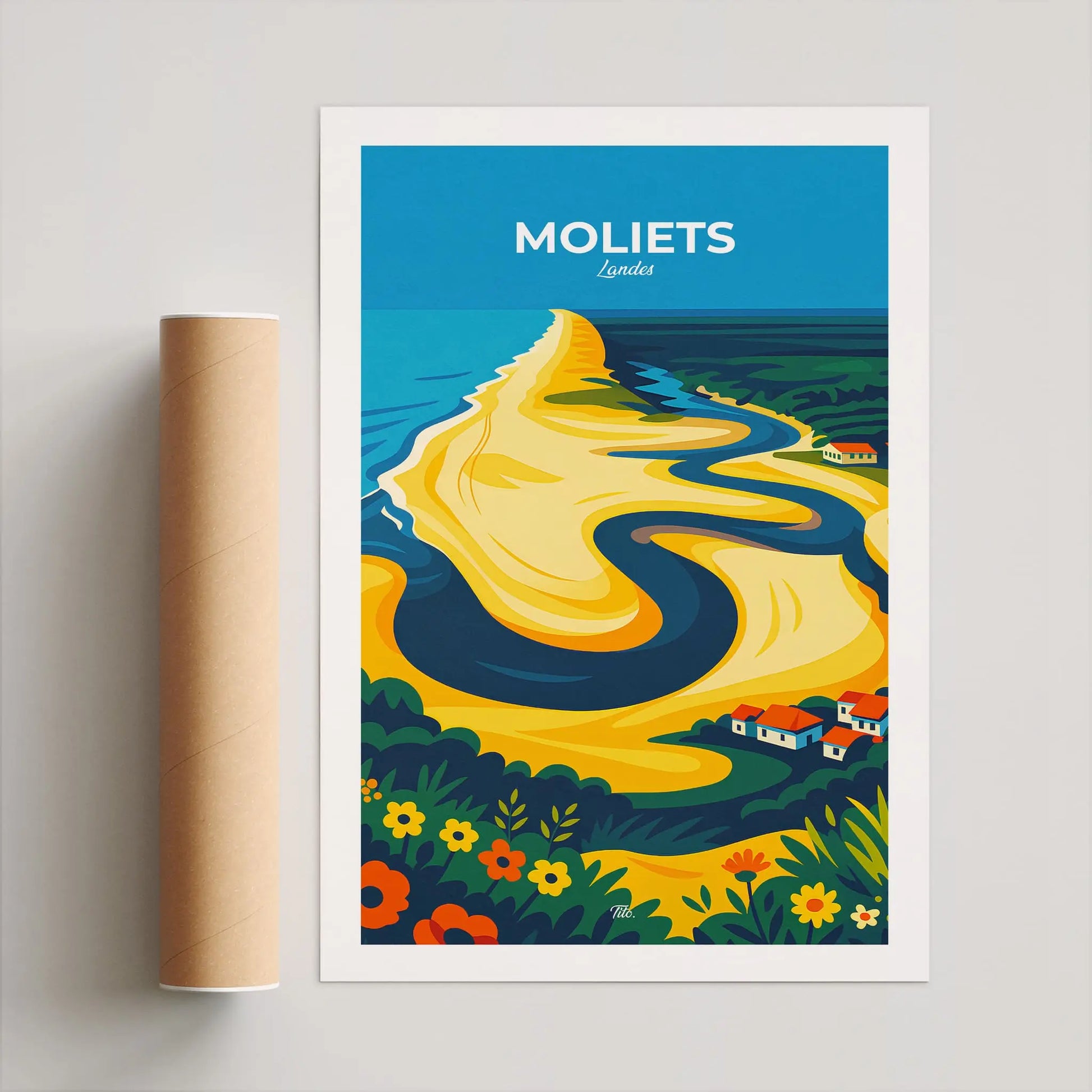 Affiche Moliets - Poster vintage, impression artistique murale