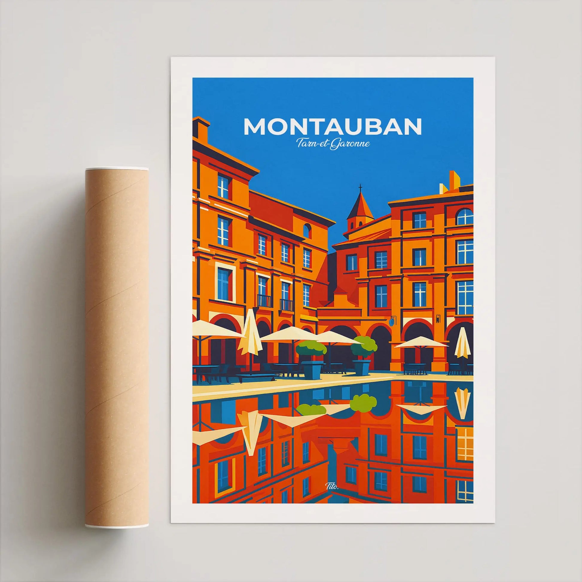 Affiche Montauban - Poster vintage, impression artistique murale