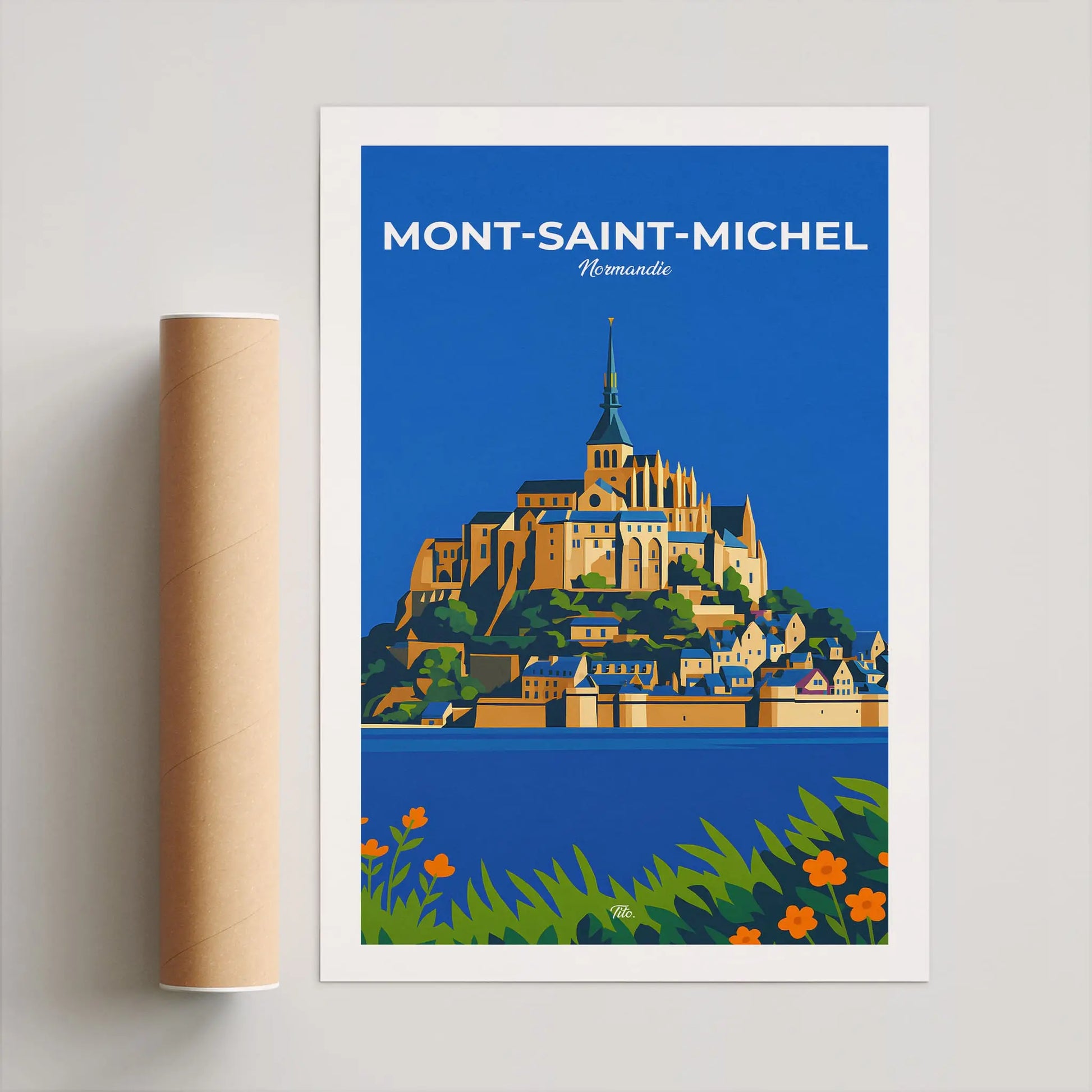Affiche Mont-Saint-Michel - Poster vintage, impression artistique murale