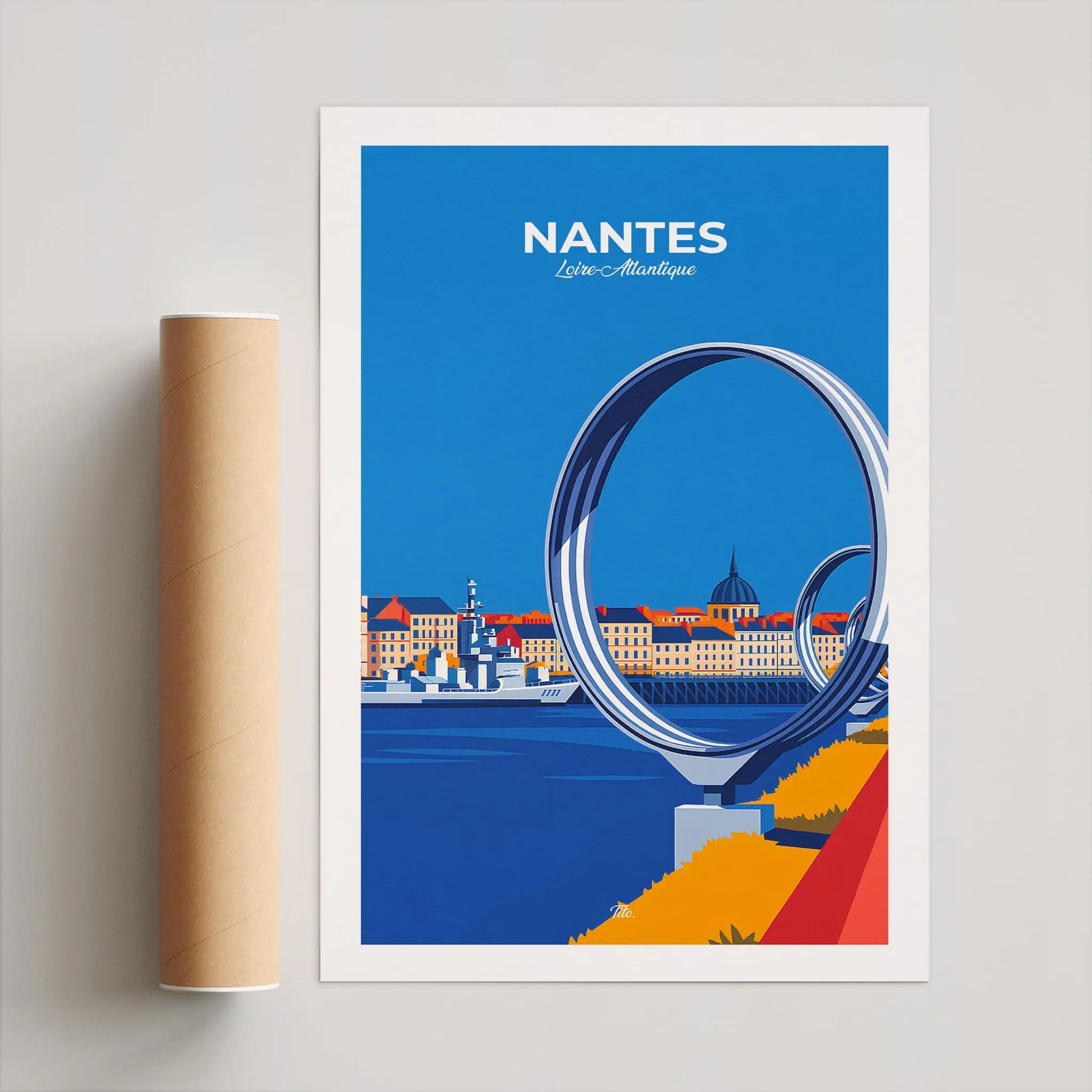 Affiche Nantes - Poster vintage, impression artistique murale