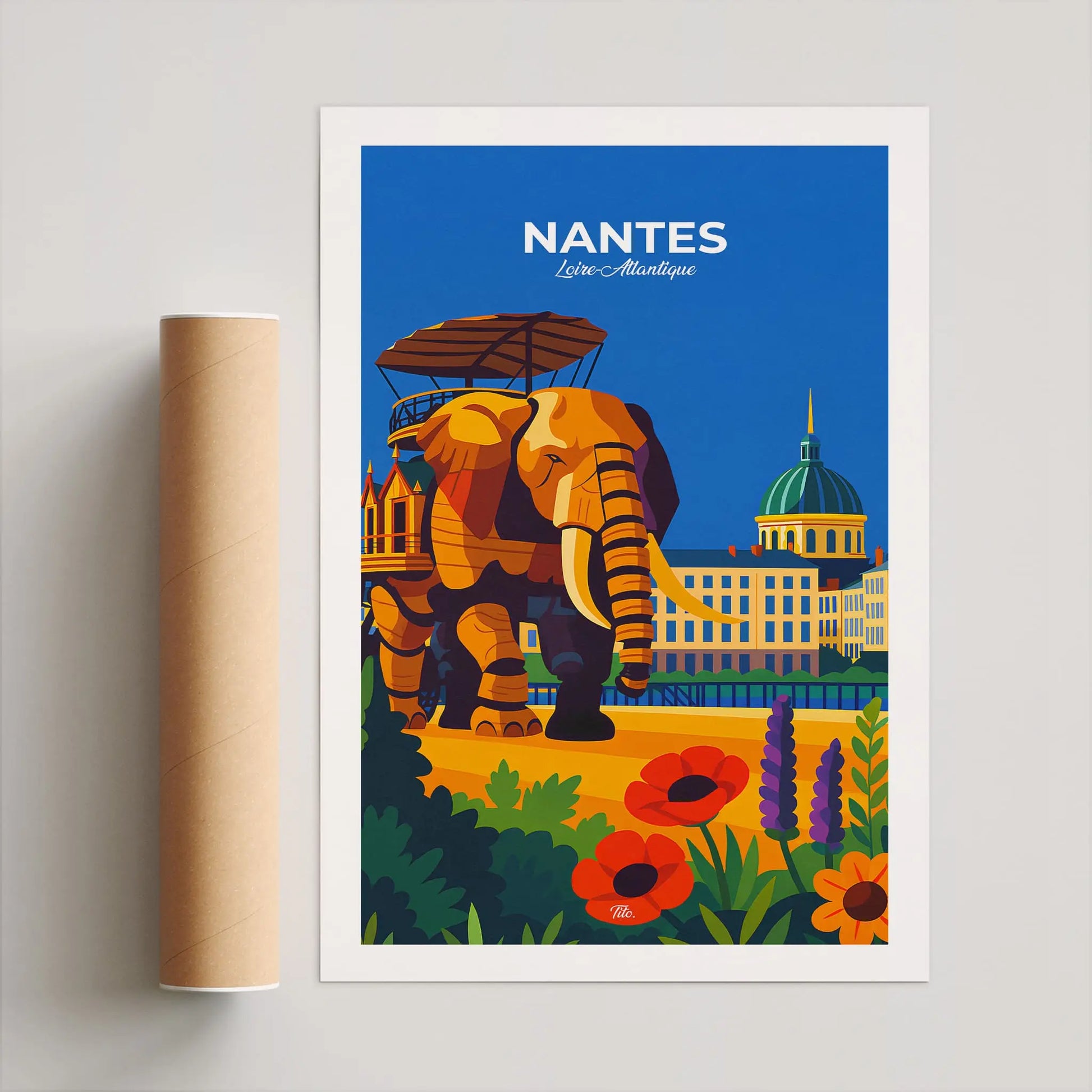 Affiche Nantes - Poster vintage, impression artistique murale
