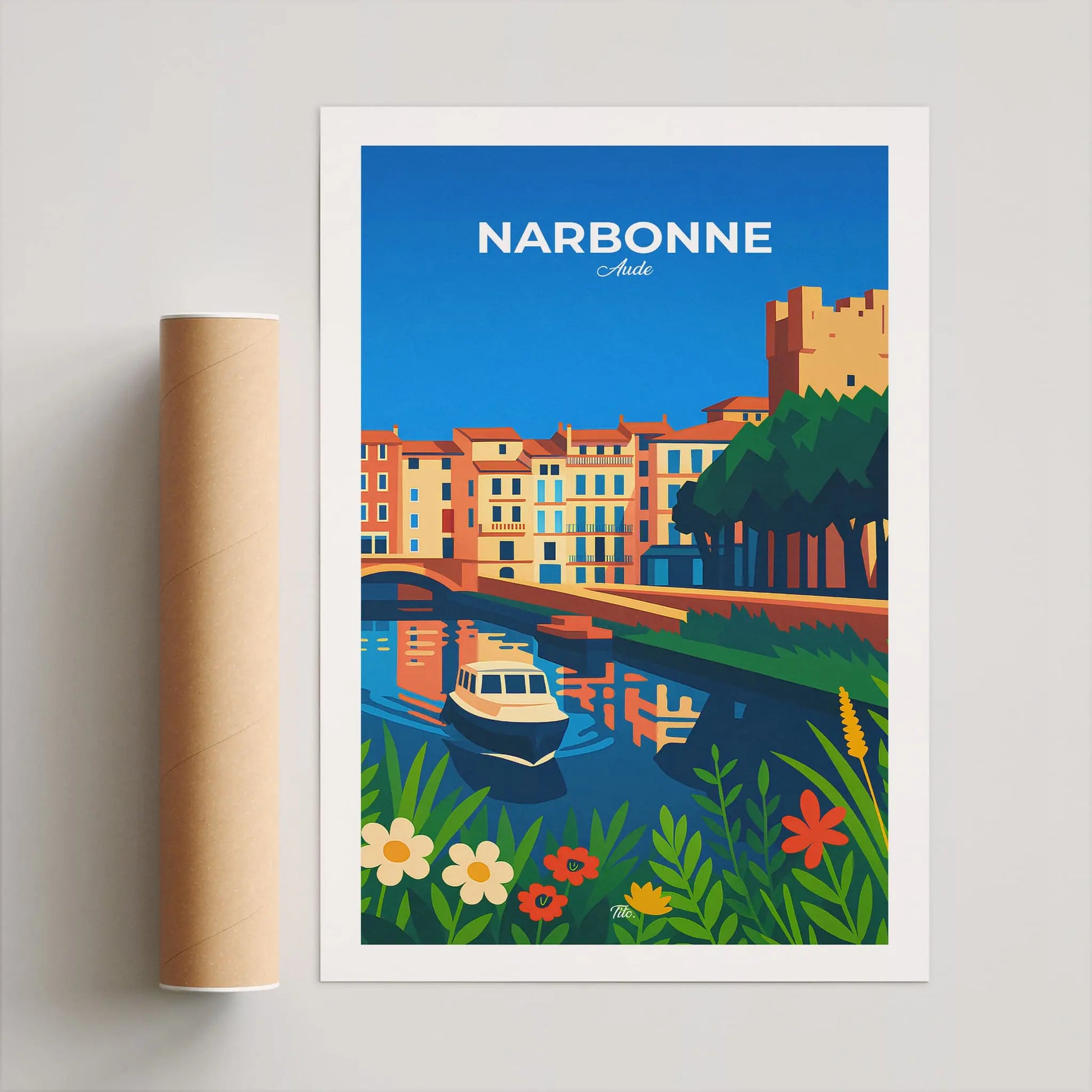 Affiche Narbonne - Poster vintage, impression artistique murale