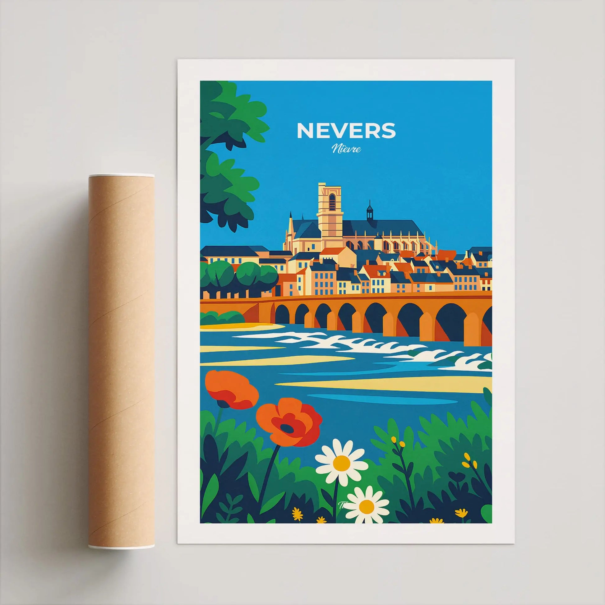 Affiche Nevers - Poster vintage, impression artistique murale