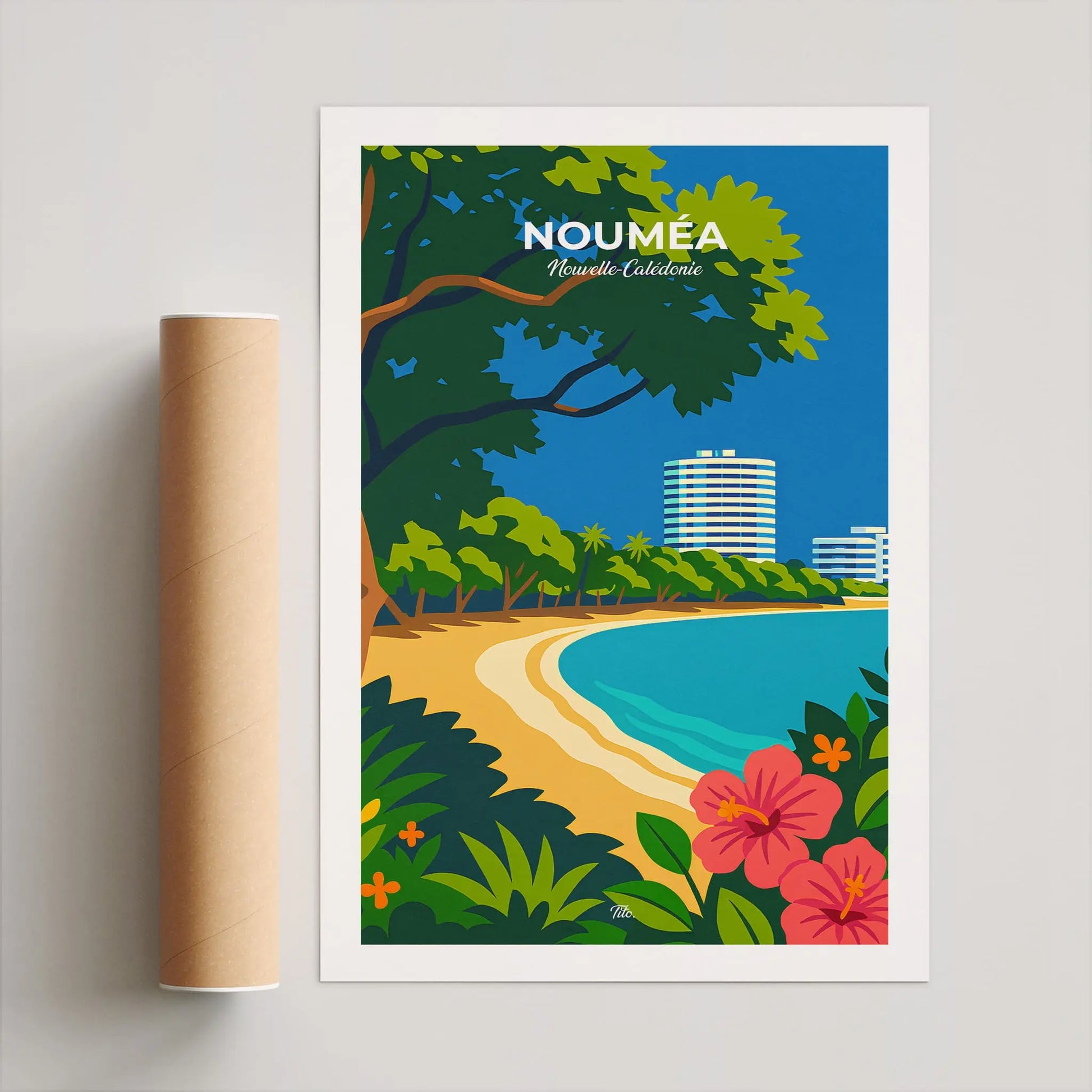 Affiche Nouméa - Poster vintage, impression artistique murale